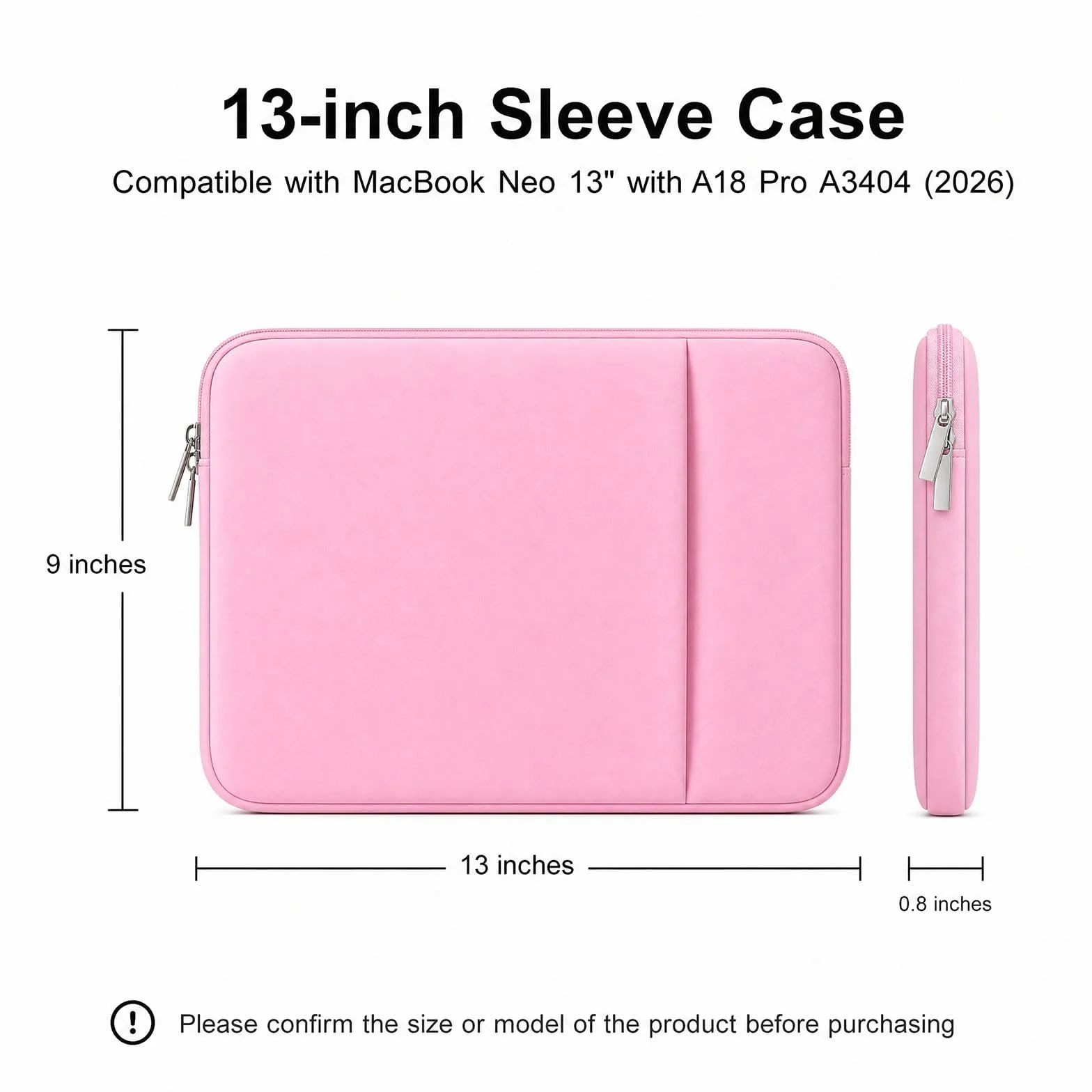 Etui na laptopa 13", wyściełane etui na laptopa z zamkiem błyskawicznym, torba na akcesoria, kompatybilne z MacBook Pro 14", M4, M3, M2, M1, MacBook Air M4 M3 M2 2025-2022