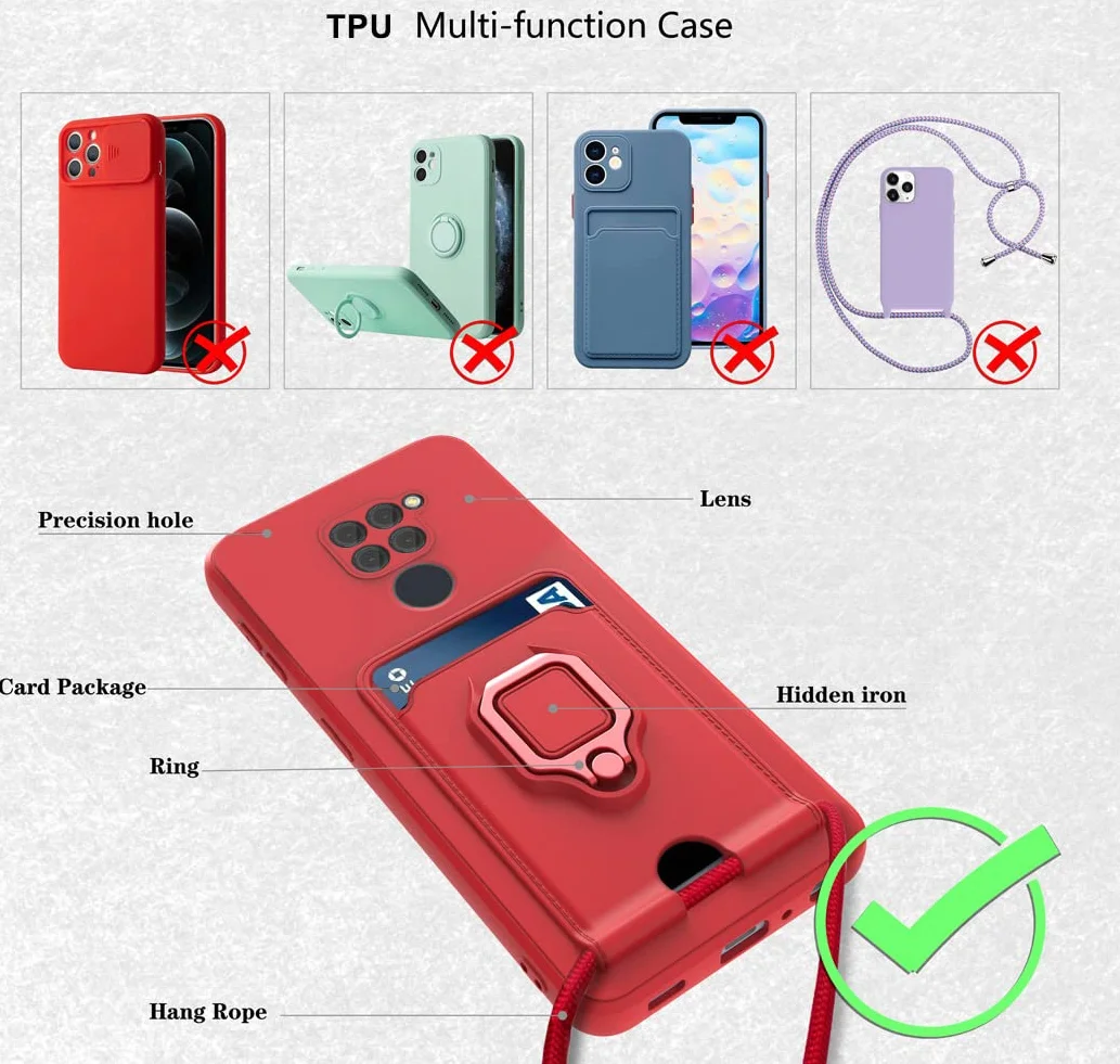 Przesuwana ochrona aparatu, silikonowe etui z łańcuszkiem na telefon komórkowy, kompatybilne z iPhone 17 Pro Max, metalowy uchwyt na pierścień, regulowany naszyjnik, etui na telefon komórkowy