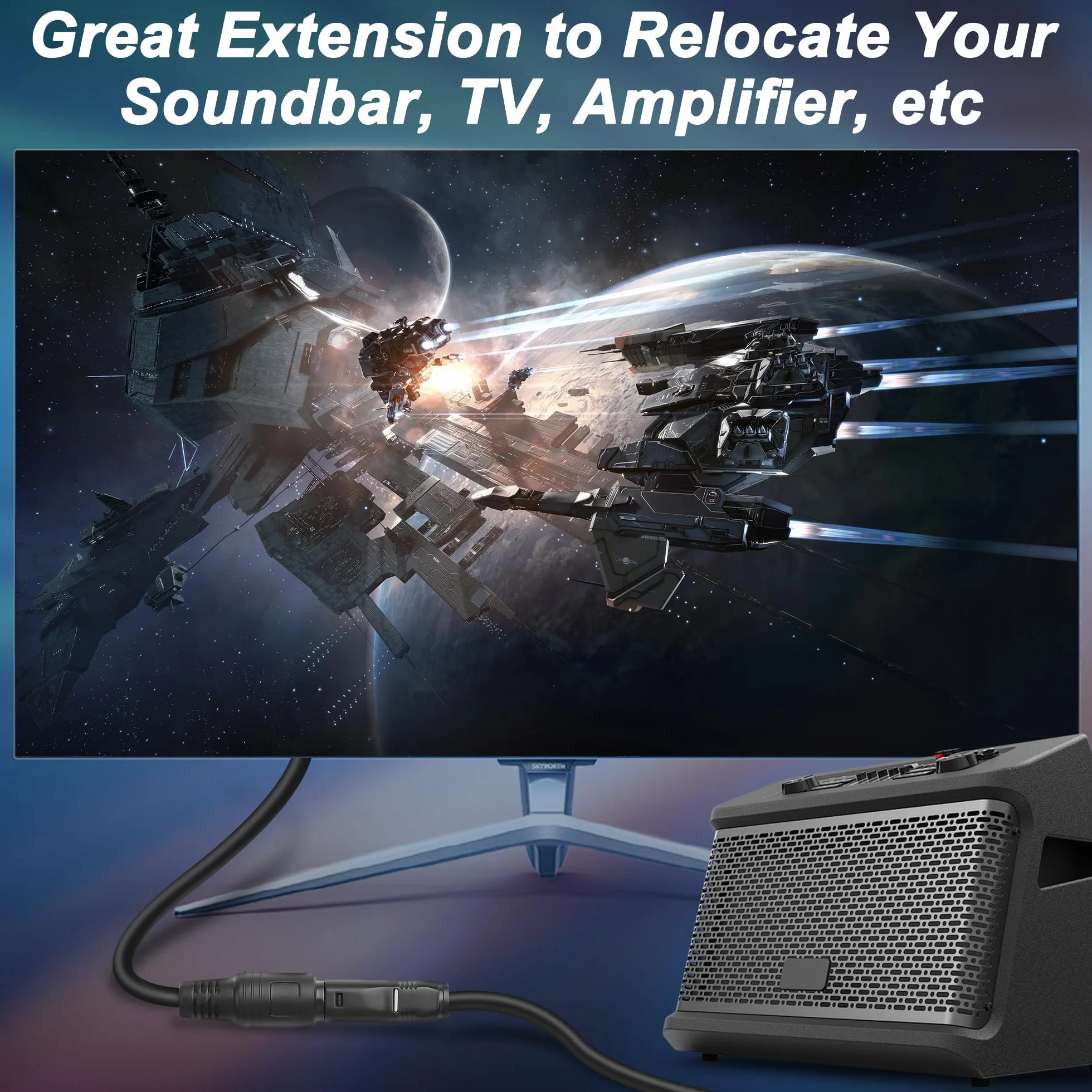 MEIRIYFA Optyczny kabel przedłużający audio, 1,5 m, Toslink Digital Optical Audio, wtyczka na gniazdo, kabel z włókna szklanego do kina domowego, soundbar, wzmacniacza TV (czarny)