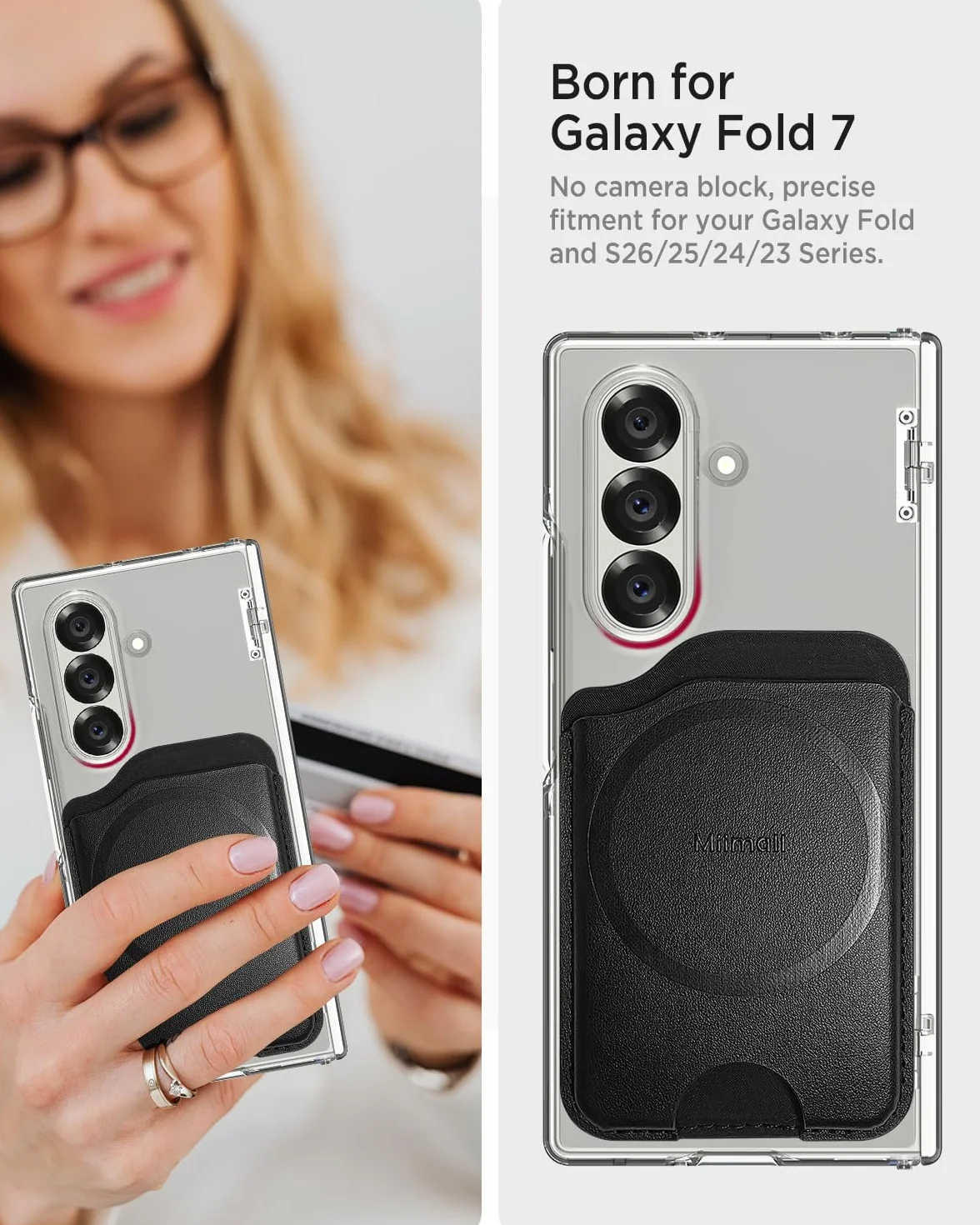 Samsung Galaxy S25 Ultra MagSafe Etui na Karty Wegańska Skóra Portfel Magnetyczny Czarny
