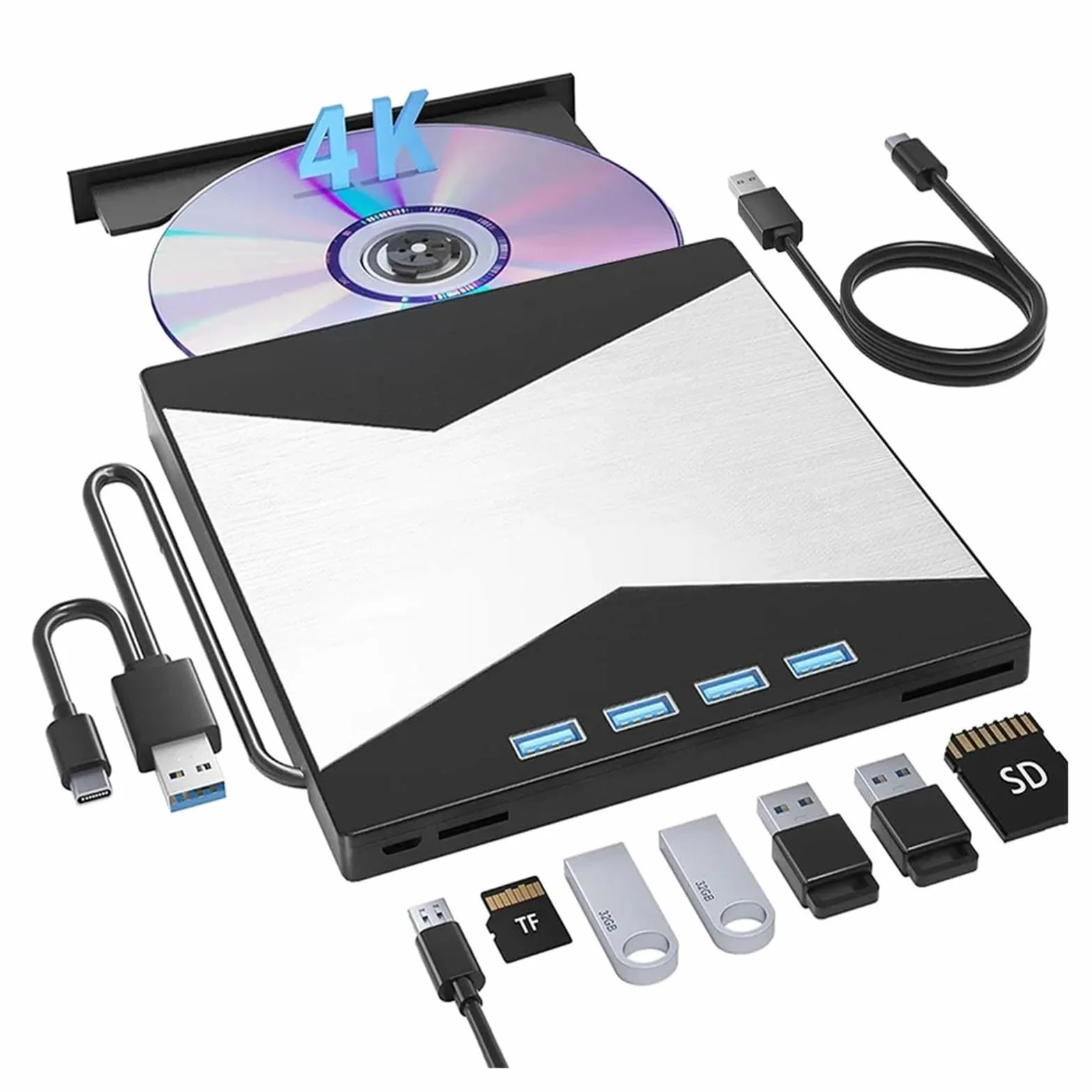 Odtwarzacz DVD, Zewnętrzny napęd Blu-Ray 4K Blu-ray Player do laptopa USB 3.0 /CD/DVD RW Reader Burner
