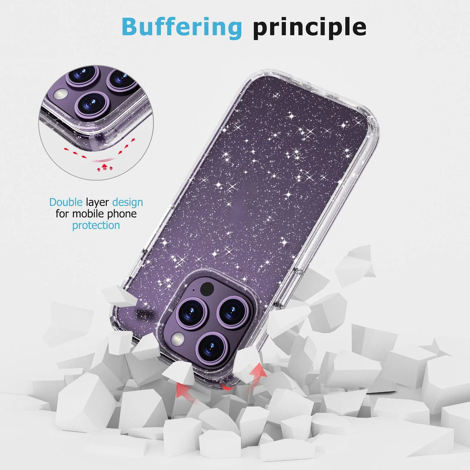 LXURY Silikonowe etui Sparkle do iPhone'a 15 Pro Max/15 Pro/15 Plus/15, etui ochronne na aparat ekranowy, antypoślizgowy pokrowiec na odciski palców, B, 15 Pro Max 16,7"