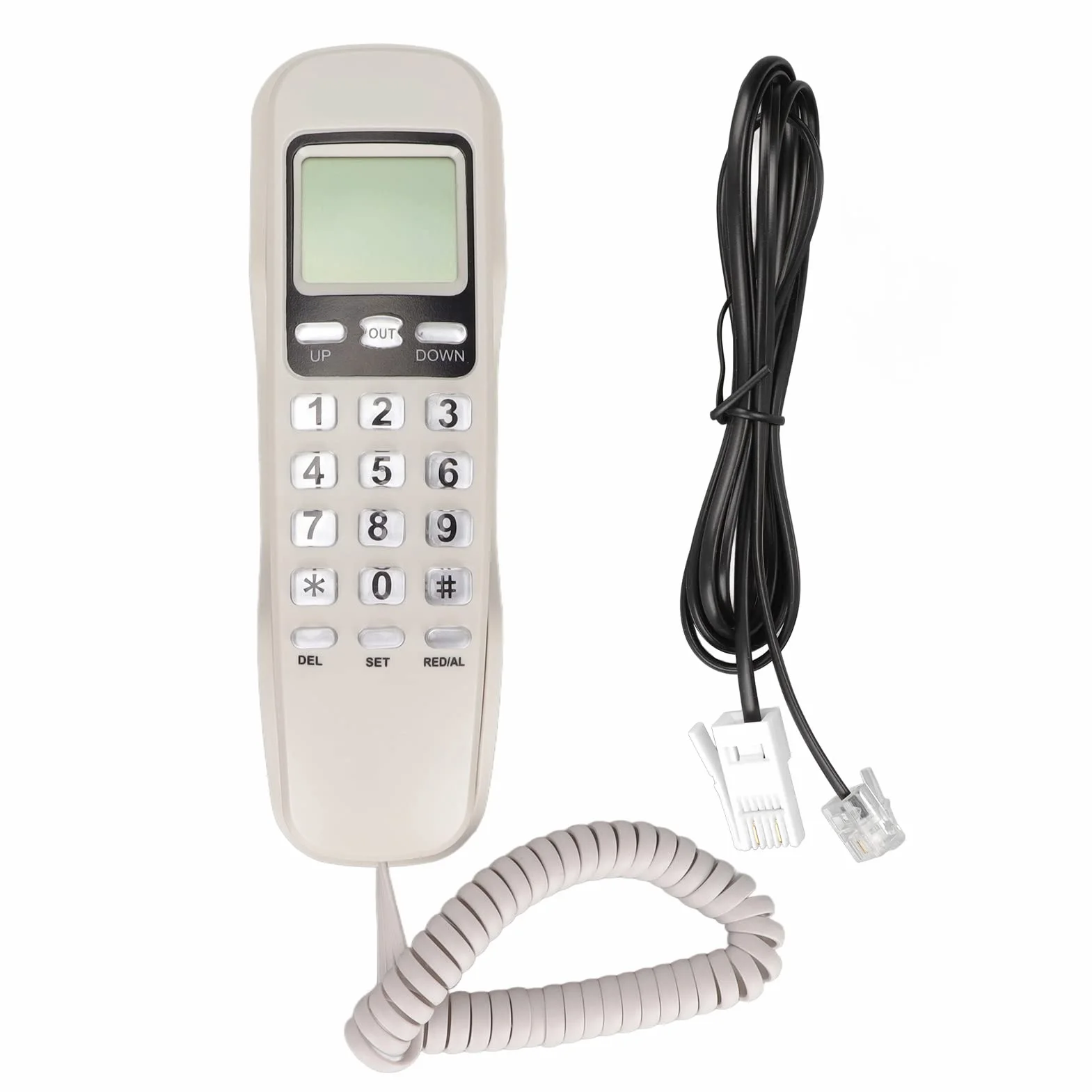 Przewodowy telefon stacjonarny, telefony domowe do montażu na ścianie lub biurkowe Telefon domowy z funkcją ponownego wybierania ostatniego numeru, lampą błyskową i wyświetlaczem ID dzwoniącego Tele