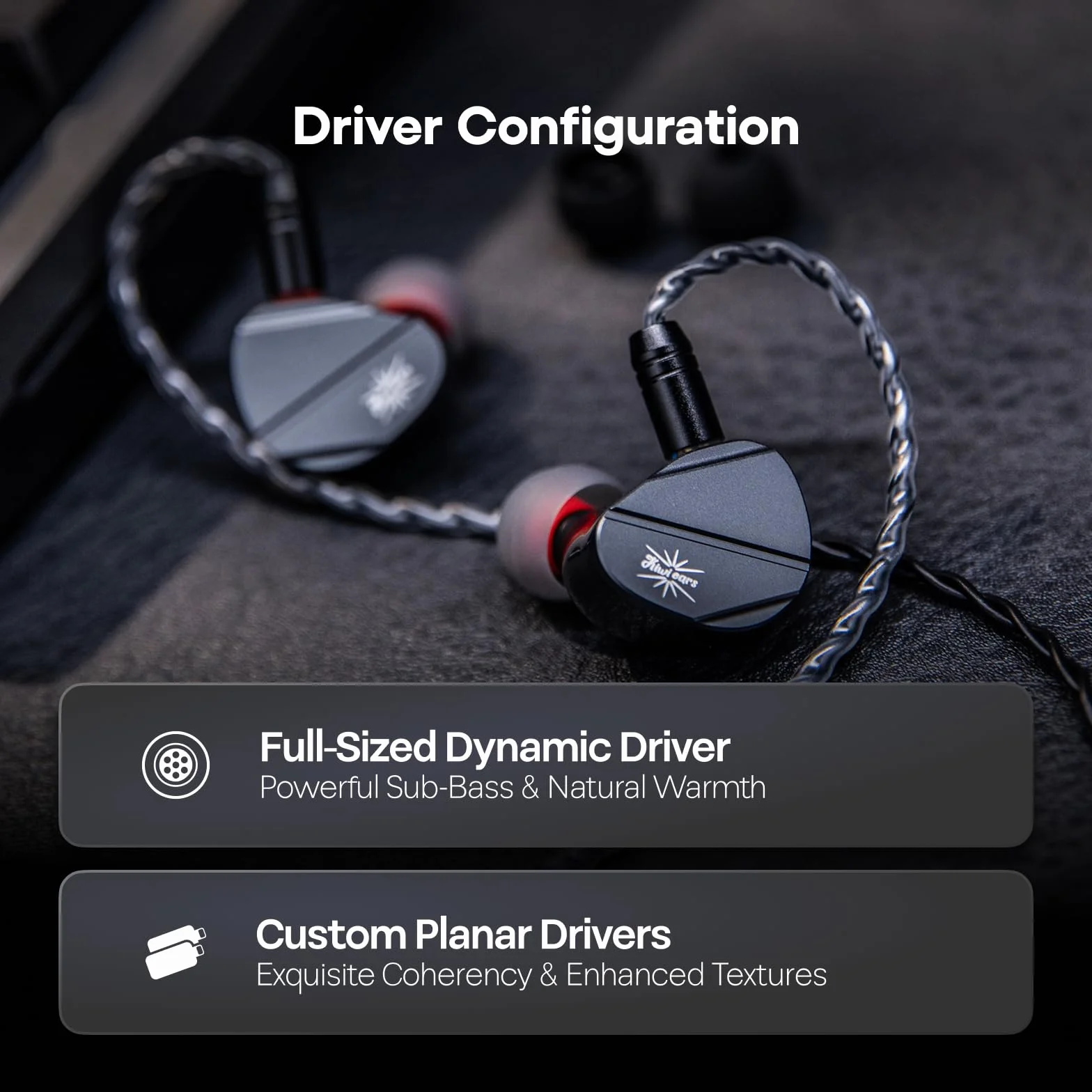 LINSOUL Kiwi Ears Canta słuchawki douszne, 1DD+2Planar Hybrid dokanałowe, słuchawki do gier, HiFi przewodowe IEM, z odpinanym kablem IEM dla muzyków audiofilów
