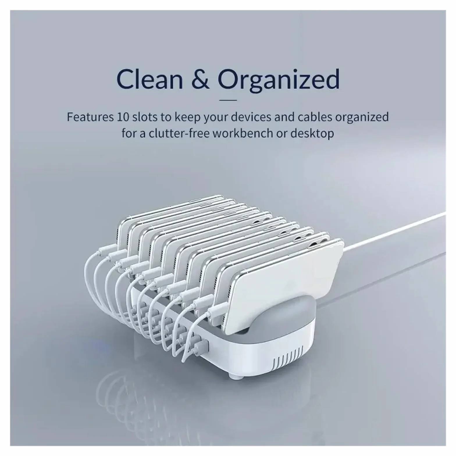 Wieloportowa Stacja Ładująca USB Dokująca PD120W 5 V 2,4 A Szybka Ładowarka Do Tabletu Office Bar MożLiwość Szybkiego łAdowania(White With Cable)