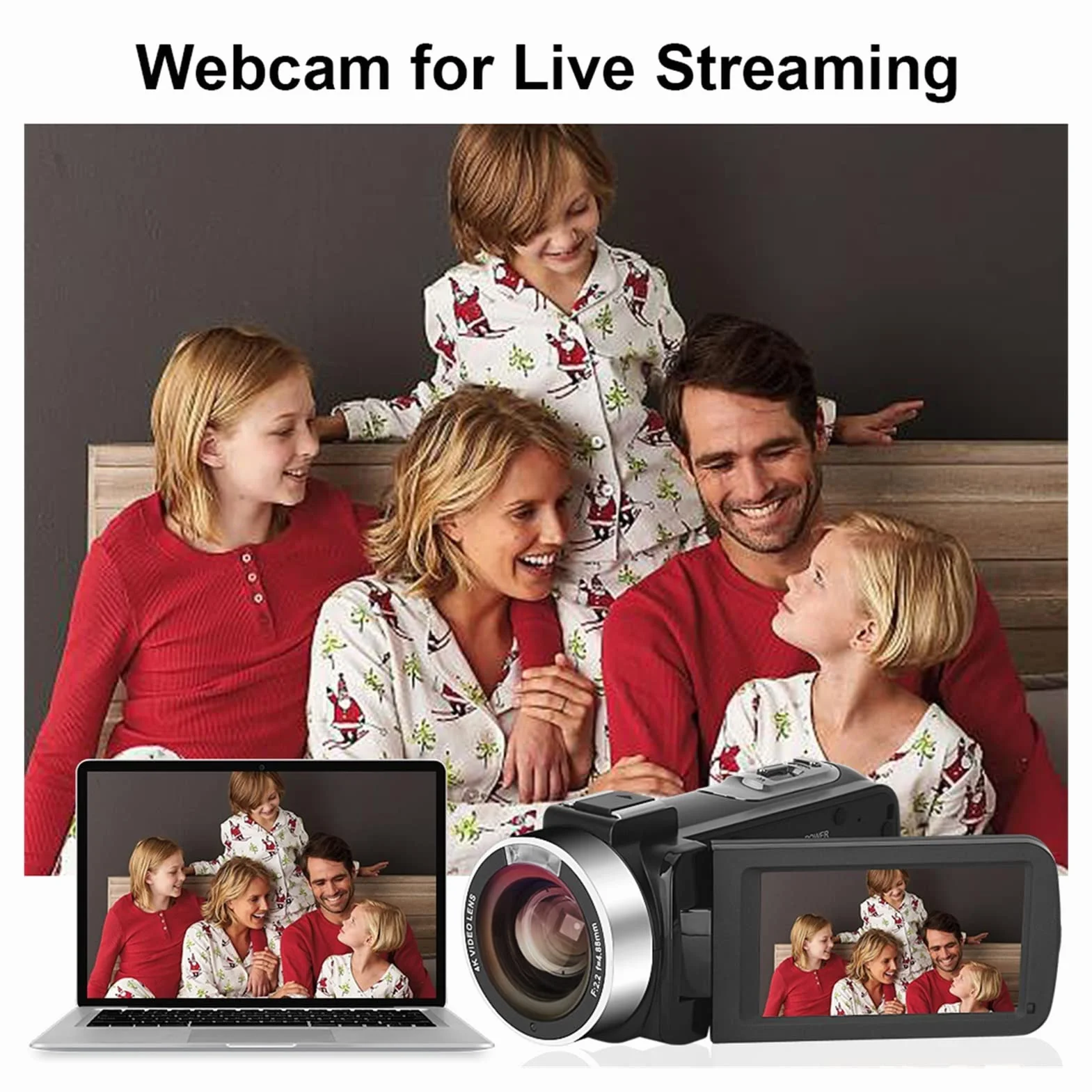 Kamera Wideo, Cyfrowa kamera kamery vlog z mikrofonem 4K wideo Ultra HD Aparat 5 6MP 3.0 Calowy ekran dotykowy vlogowania(128G SD card,K1-Red Kit)