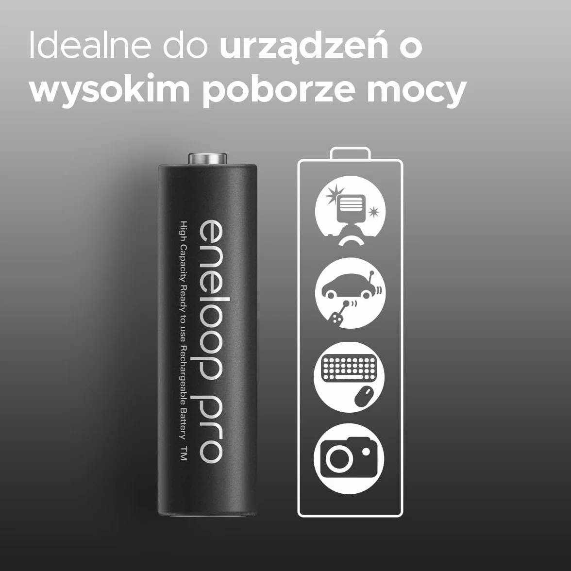 Panasonic eneloop pro | Ready-to-Use Ni-MH akumulatory, AAA/Micro, 4 sztuki w zestawie, min. 930 mAh, 500 cykli ładowania, niski stopień samorozładowania w opakowaniu bez tworzyw sztucznych, Czarny