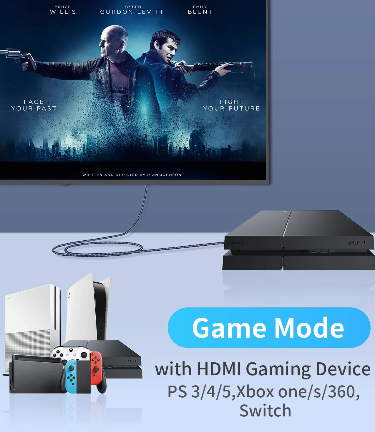 Adapter HDMI na DisplayPort 4K przy 60 Hz, męski na żeński, kabel konwertera HDMI na DP 1.2 z zasilaniem USB do monitora, PS4, wysoka prędkość, kompatybilny z HDCP2.2-0,2 m (nie