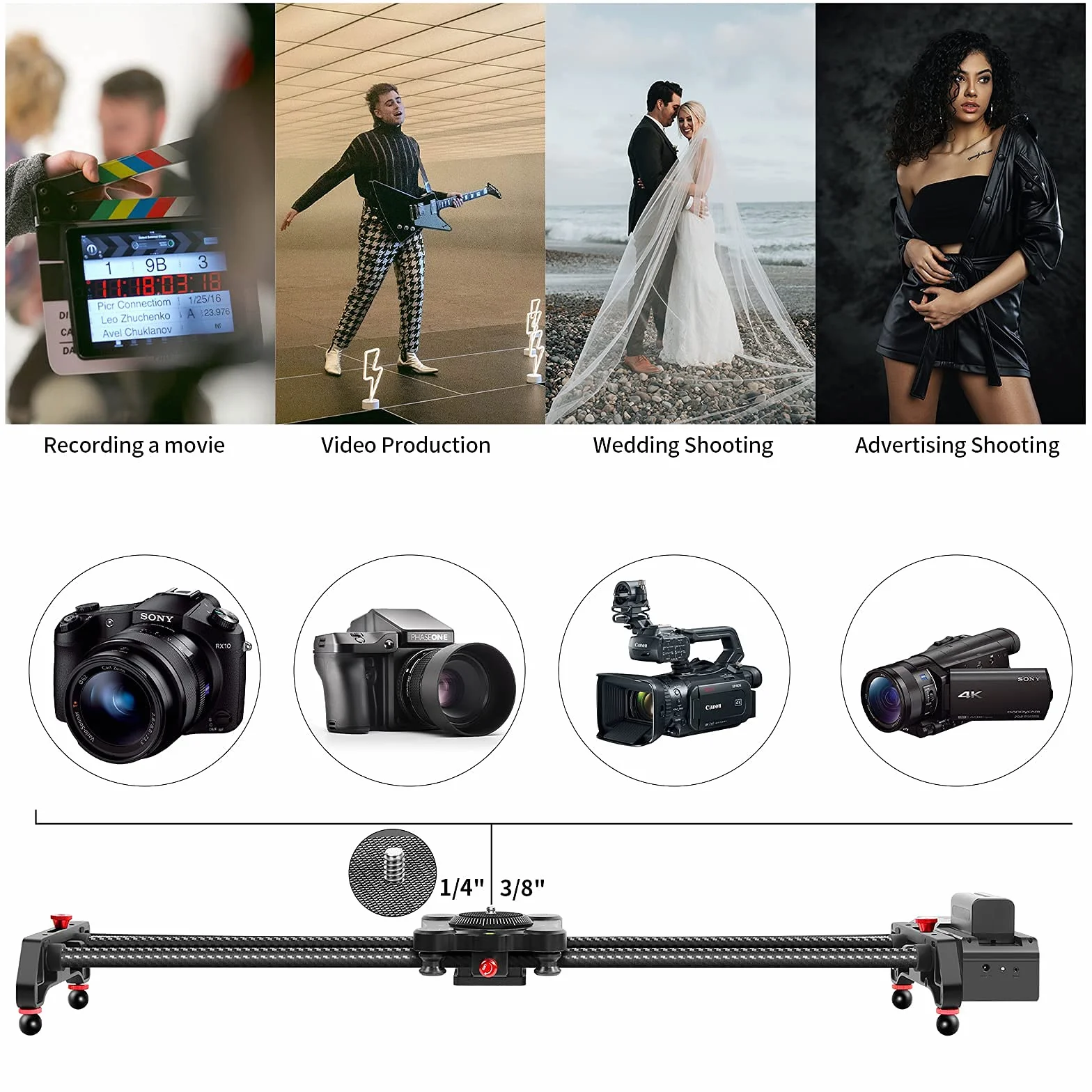 GVM 80 cm suwak kamery z napędem, szyna kamery ze sterowaniem aplikacją, stabilizator wideo z przyspieszonym śledzeniem i panoramicznym nagrywaniem wideo 120° do kręcenia filmów fotograficznych