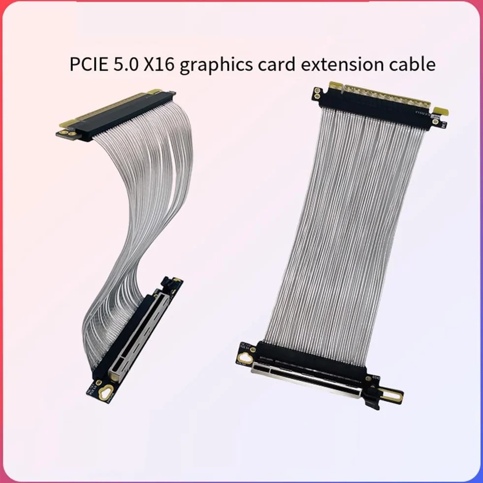 Kabel przedłużający do karty graficznej PCIe 5.0 X16 GPU PCI-E 5.0 Gen5 64 GB/S posrebrzany kabel kątowy 90° 15 cm