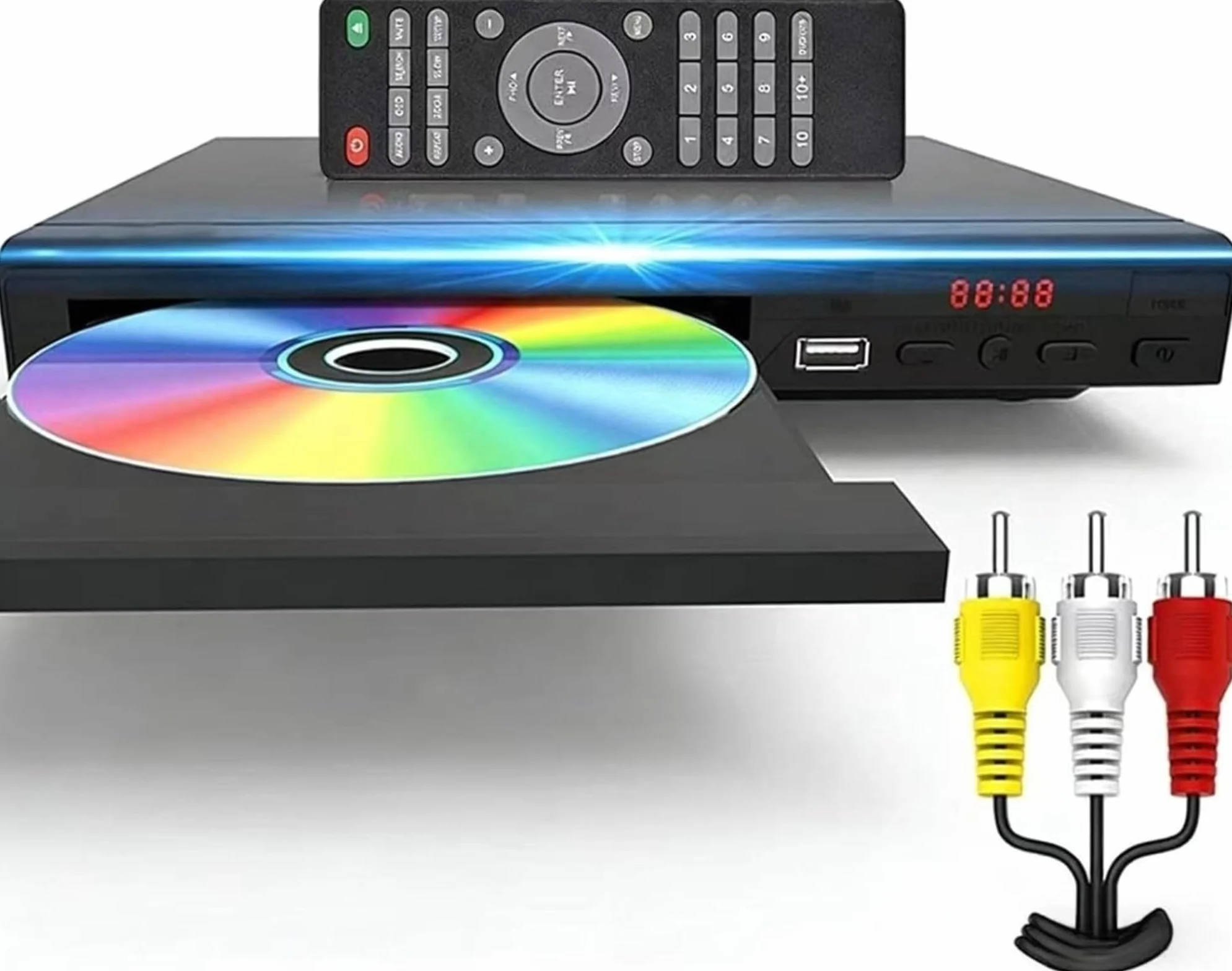 Region Free odtwarzacz DVD, 1080p HDMI USB, pilot i kable | Odtwarzacz DVD bez regionu 1080p, skalowanie HDMI, multimedia USB, kompaktowy przenośny, pilot i wszystkie kable, nie Blu-ray