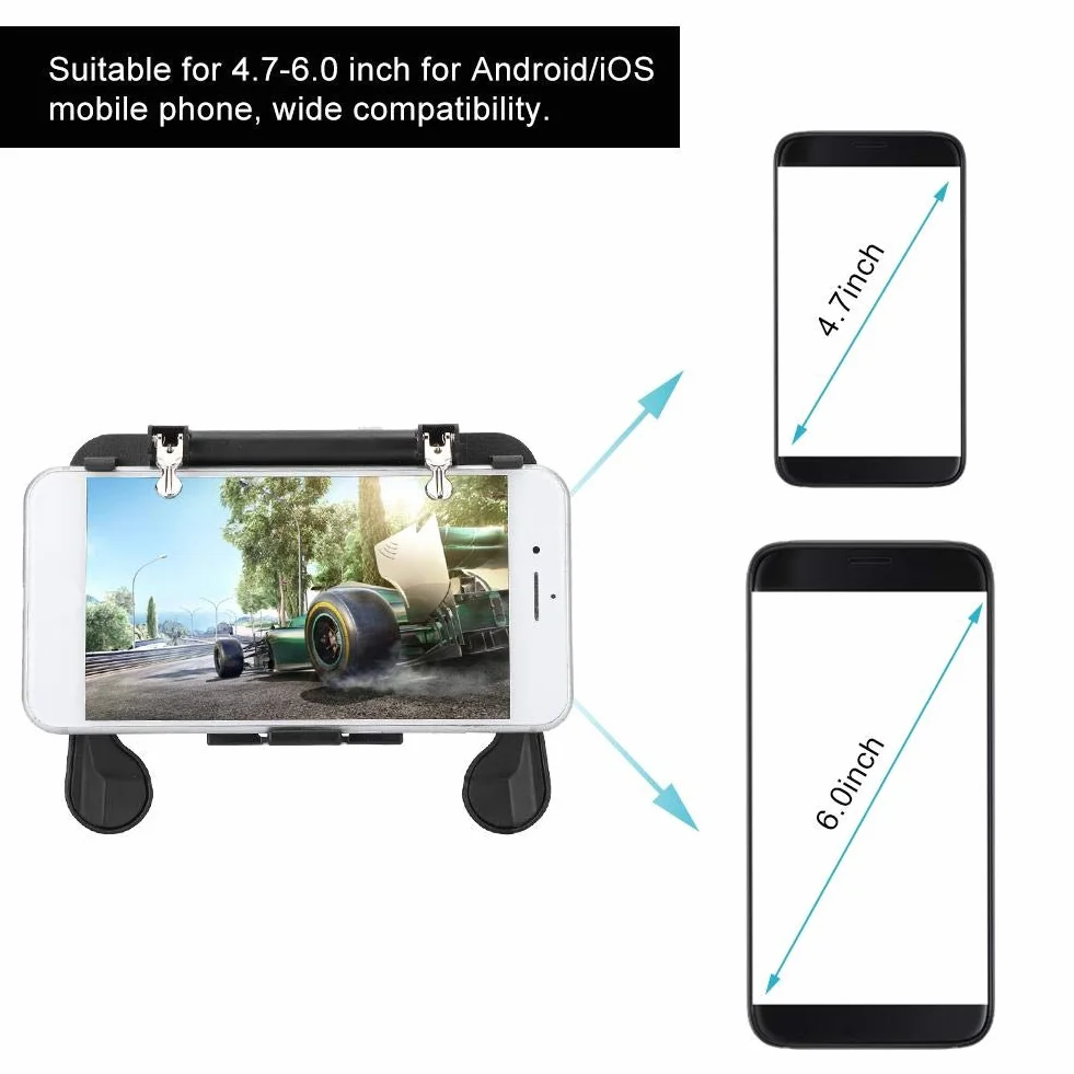 Kontroler do gier mobilnych, uchwyt na telefon komórkowy 4,7-6,0 cala Celuj i strzelaj Joystick spustowy z wentylatorem chłodzącym na telefon z systemem Android/iOS Double the comfort