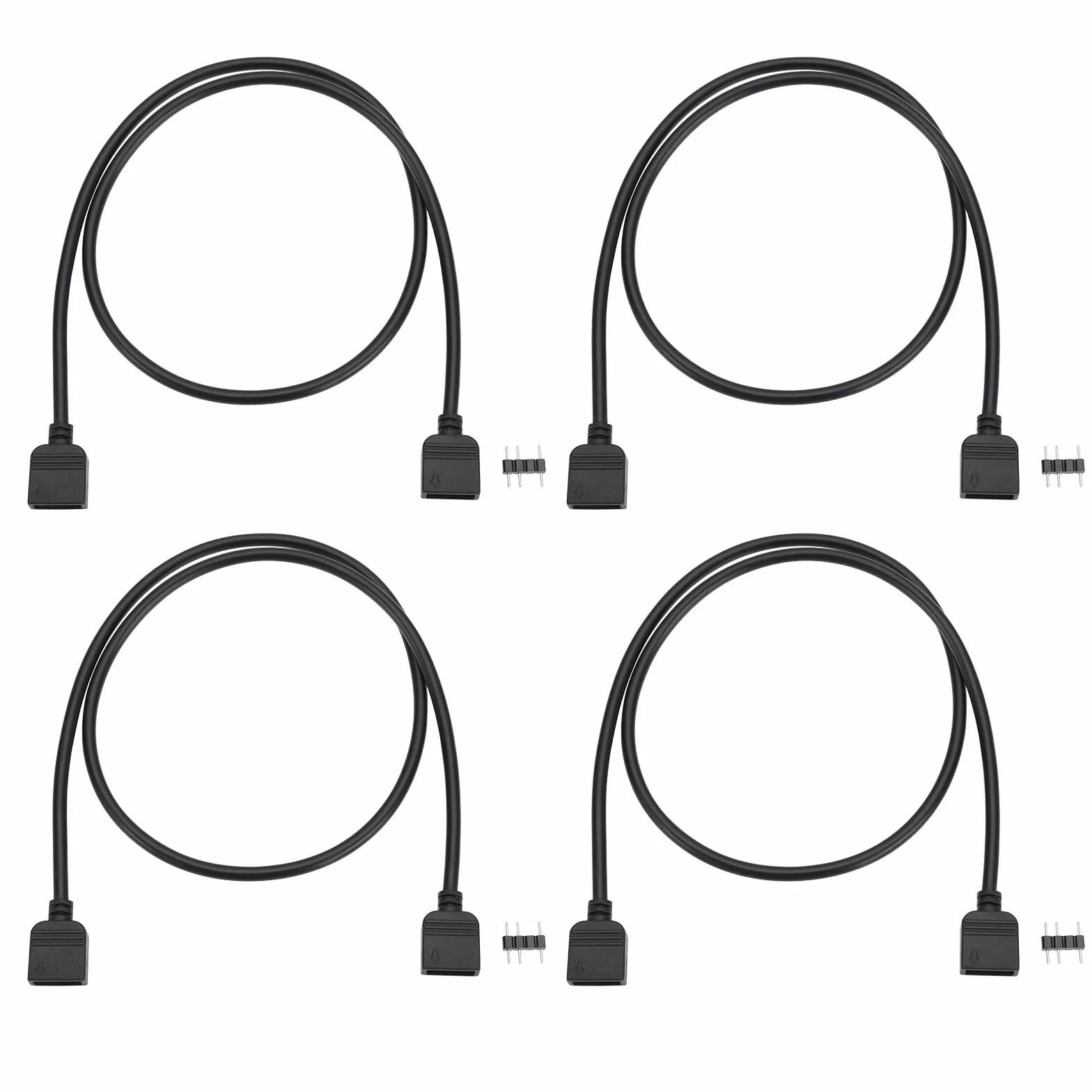 3-pinowy kabel bocznikowy RGB żeński do żeńskiego, długość 50 cm, przedłużacz 5 V, kompatybilny z taśmami RGB 5050 3528 lub wentylatorem RGB, komponenty komputerowe