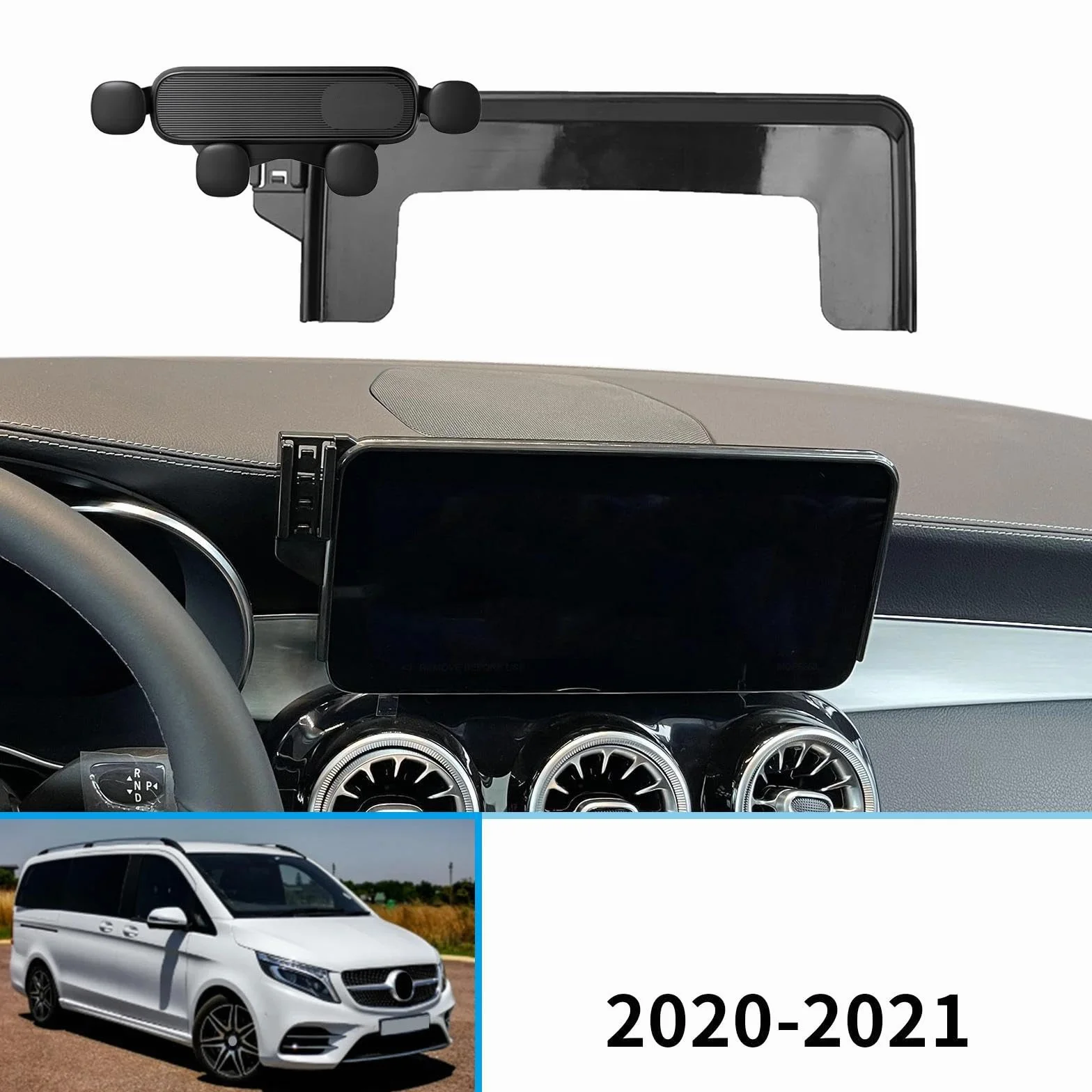 Uchwyt Samochodowy na Telefon dla Benz V-Class EQV Viano W447 2020-2021, uchwyt samochodowy na telefon komórkowy, stojak na nawigację GPS (podstawa i uchwyt 9)