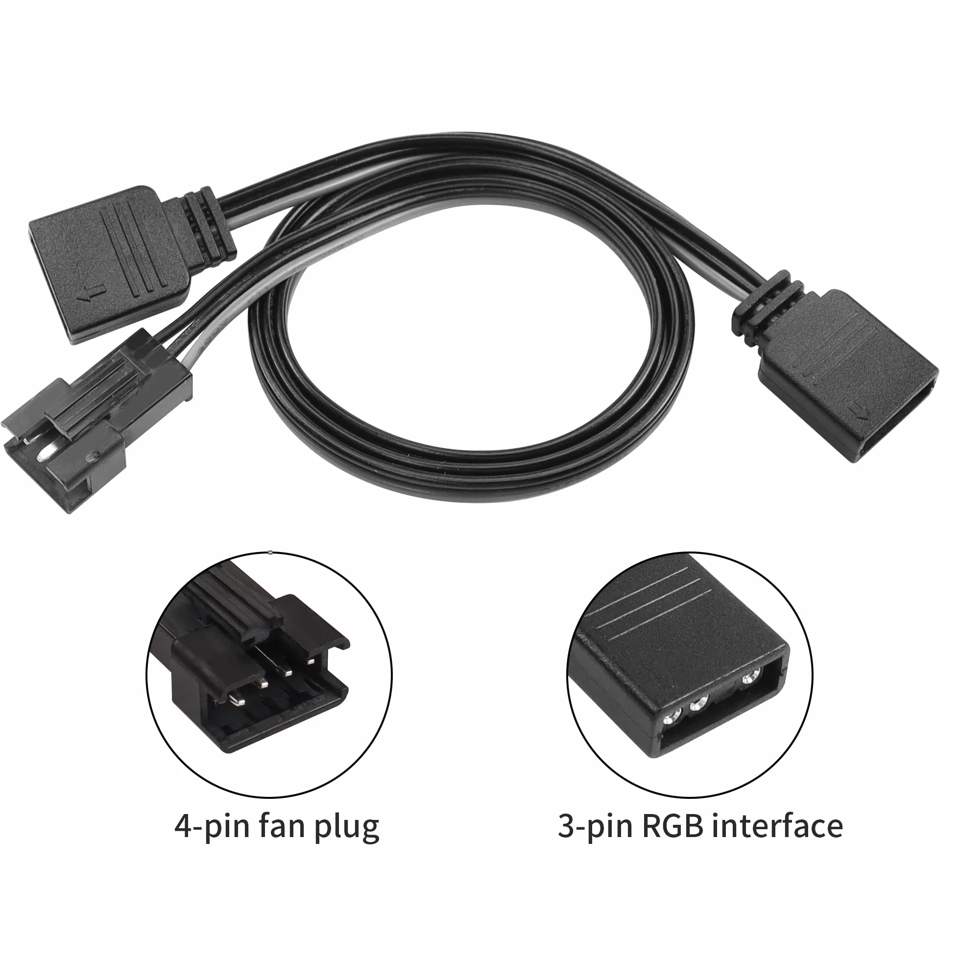 YACSEJAO 3-pinowy kabelfor MSI Mystic Light i Gigabyte RGB Fusion Connect do dowolnego złącza 1,6 FT/50 cm, RGB