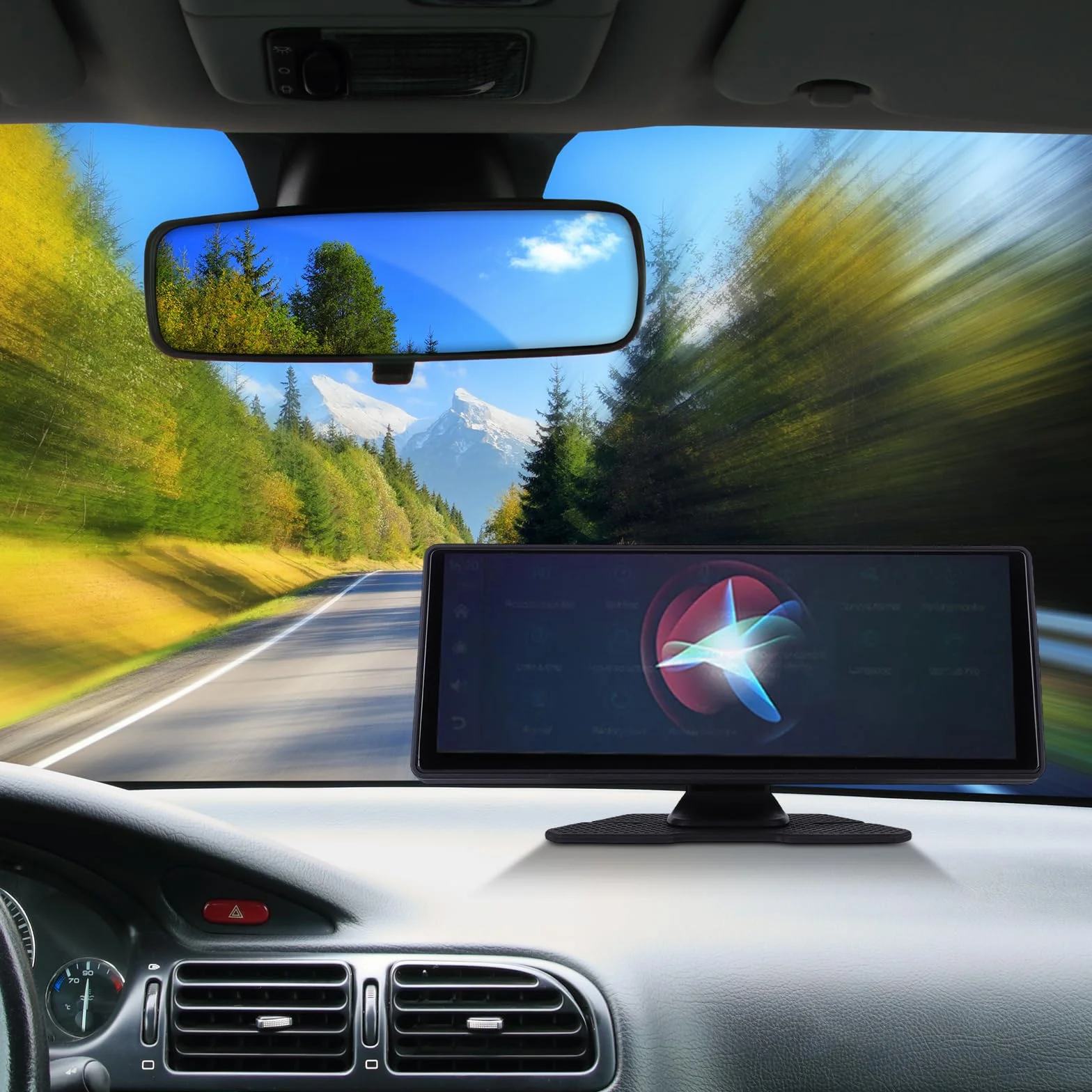 4K 10,26 cala ekran dotykowy rejestrator jazdy sterowanie głosem przenośny monitor samochodowy BT 5.0 Auto podwójna kamera samochodowa dla bezpieczeństwa parkowania