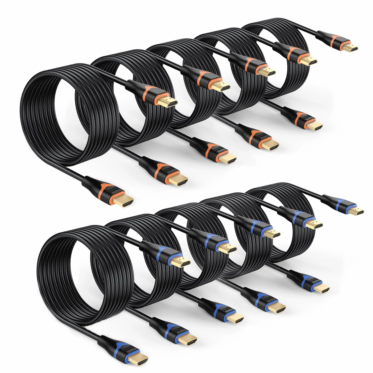 Kabel HDMI 4K, 10 m, 10 sztuk, kabel HDMI do HDMI 2.0 Ultra HD 4K przy 60 Hz, 2K przy 144 Hz, HDR, 3D, Dolby, HDCP 2.2, ARC do PS5, PS4, HDTV, monitora, Xbox, Blu-ray, laptopa