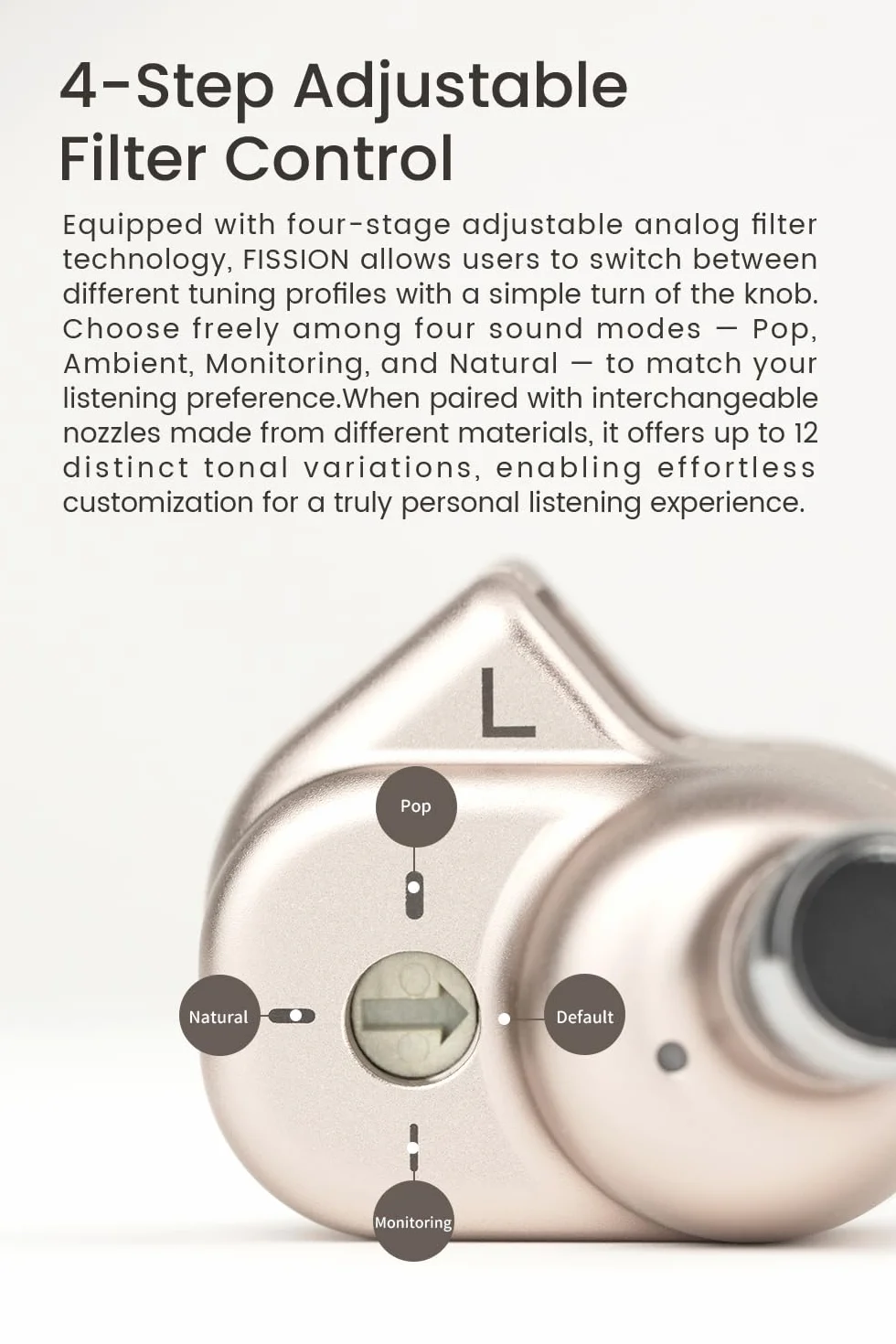 TANCHJIM FISSION Słuchawki Hi-Fi, 10mm DMT5 1DD IEM, filtr 4 poziomy i 3 dysze tuningowe, 2-pinowe słuchawki przewodowe srebrne, powłoka aluminiowa CNC - 3,5/4,4 mm/typ C