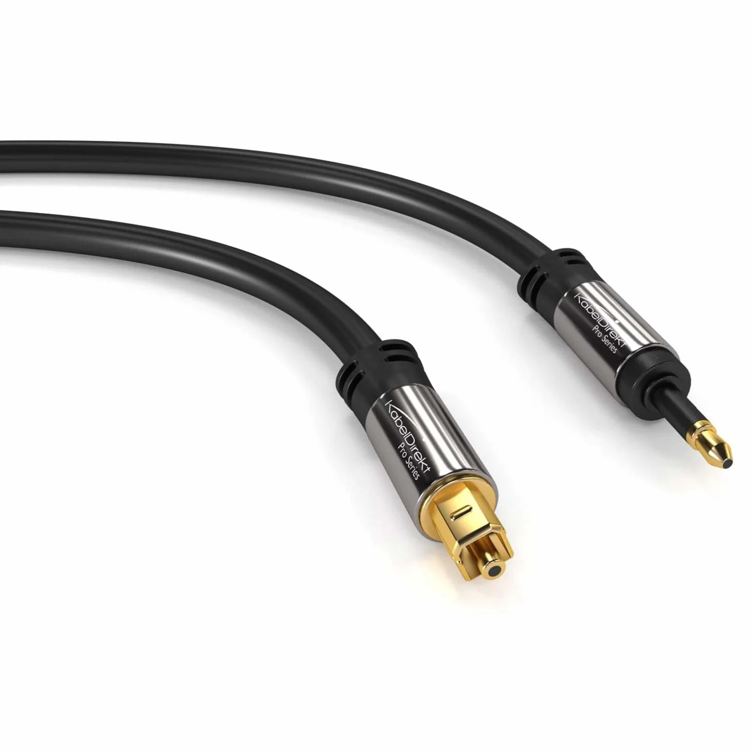 KabelDirekt – Przewód optyczny cyfrowy audio Mini-TOSLINK 0,5m (Mini-TOSLINK > TOSLINK) – PRO Series