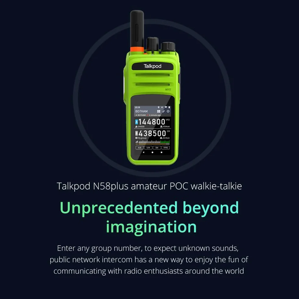 Talkpod N58PLUS wirtualny radiotelefon ręczny Amateur Smart LTE o dużym zasięgu, sieć 4G, Android 9.0 POC, radio z Zello Real PTT, Linkpoon, ekran dotykowy 2,4"