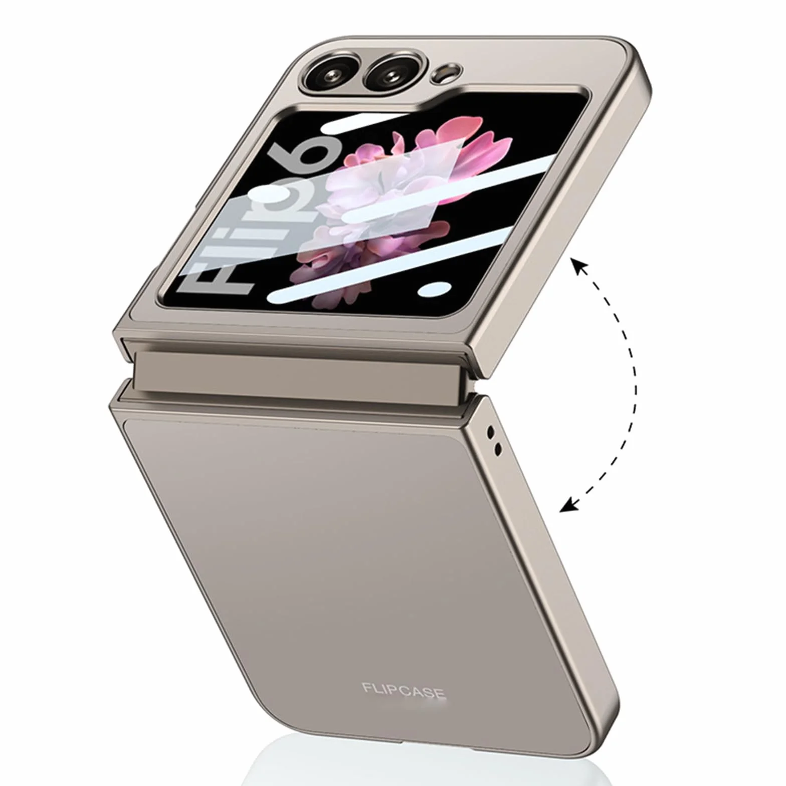 Smukłe etui do Samsung Galaxy Z Flip 6, lekkie, luksusowe, matowe etui na telefon z osłoną ekranu ze szkła hartowanego, złote