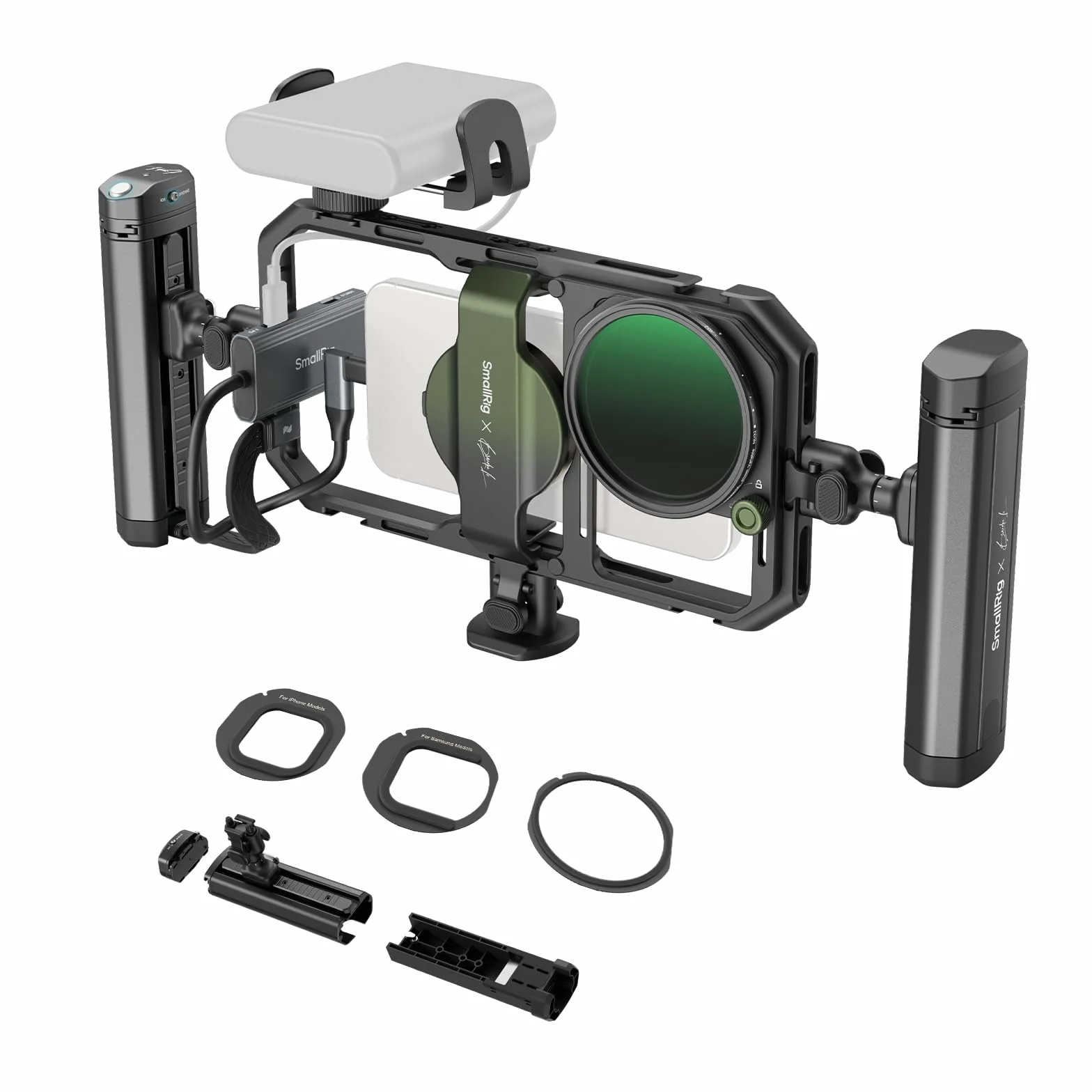 SMALLRIG x Brandon Li All-in-One Mobile Video Kit, Quick Release Universal Phone Video Rig Kit for iPhone for Samsung for Pixel, with Wireless Rotatable Handles for M.2 SSD w 67mm VND Filter - 4596