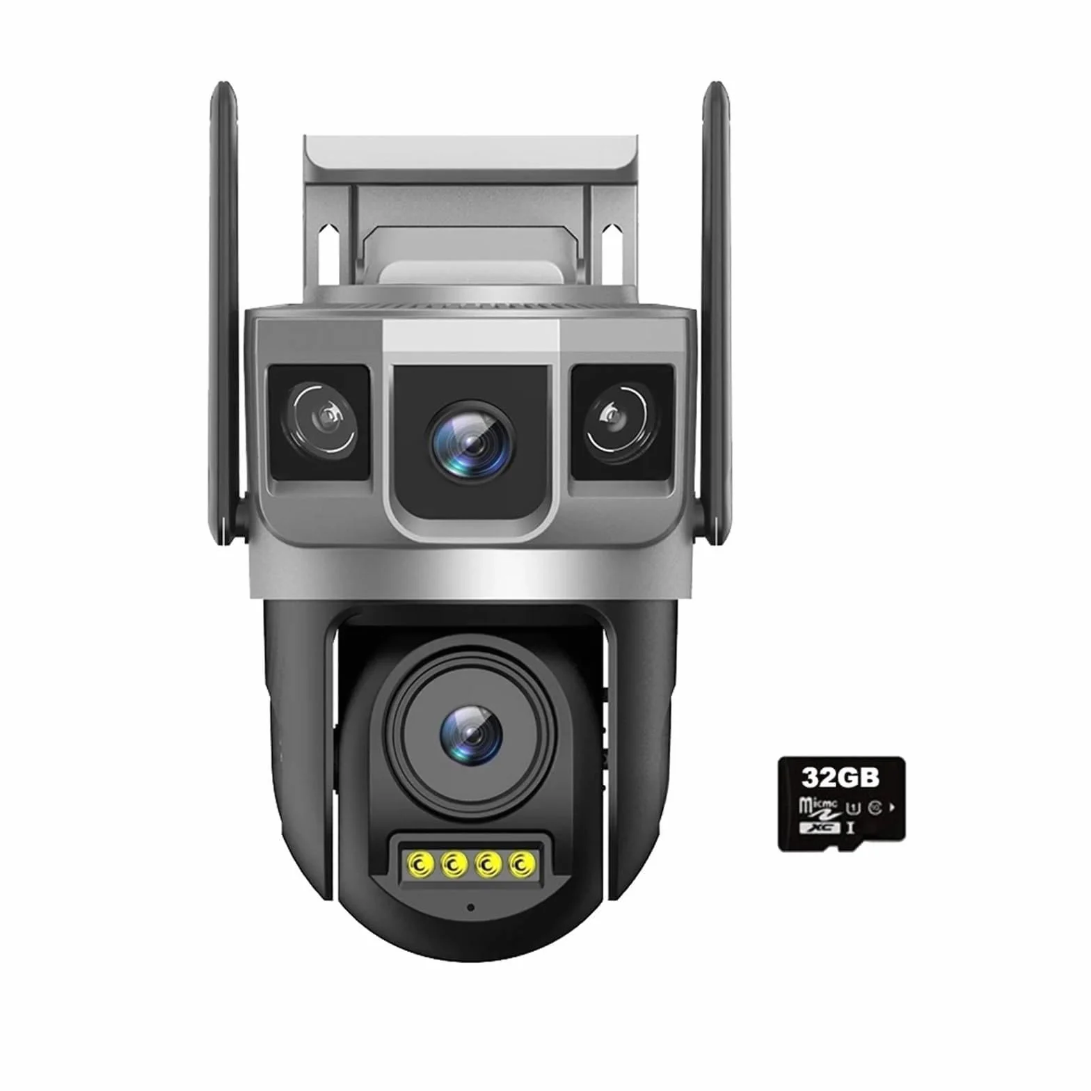 Kamera bezpieczeństwa, Kamera IP WiFi 4MP 6K Podwójny obiektyw Potrójny ekran Inteligentna sieć Bezprzewodowy monitor Bezpieczeństwo Ochrona CCTV Kamery domowe(WiFi Cam 32GB Card)