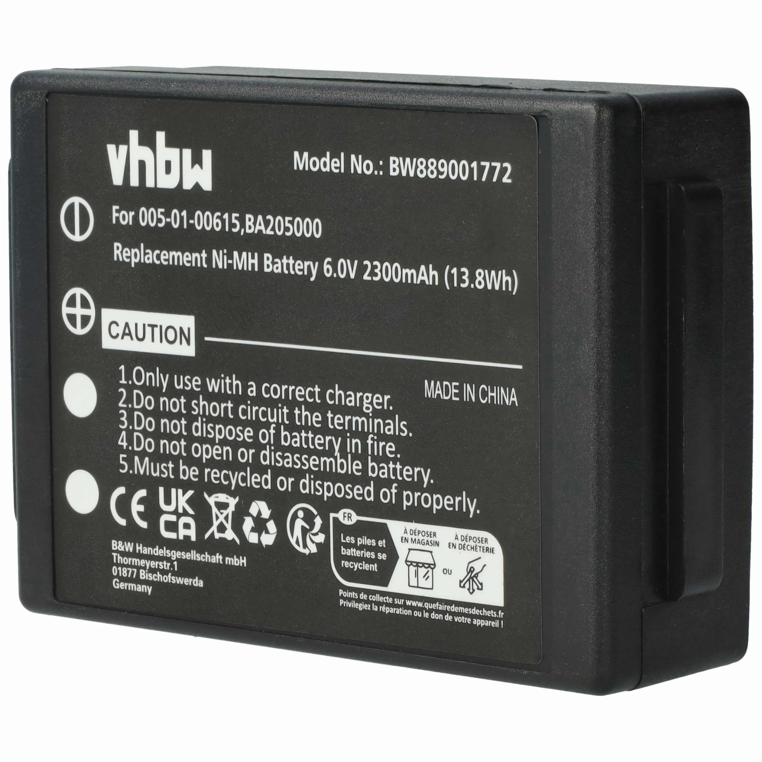 vhbw 10 x bateria zastępuje HBC BA225000, BA209062, BA209061, BA209060 do przemysłowego pilota zdalnego sterowania (2300 mAh, 6 V, NiMH) - czarny