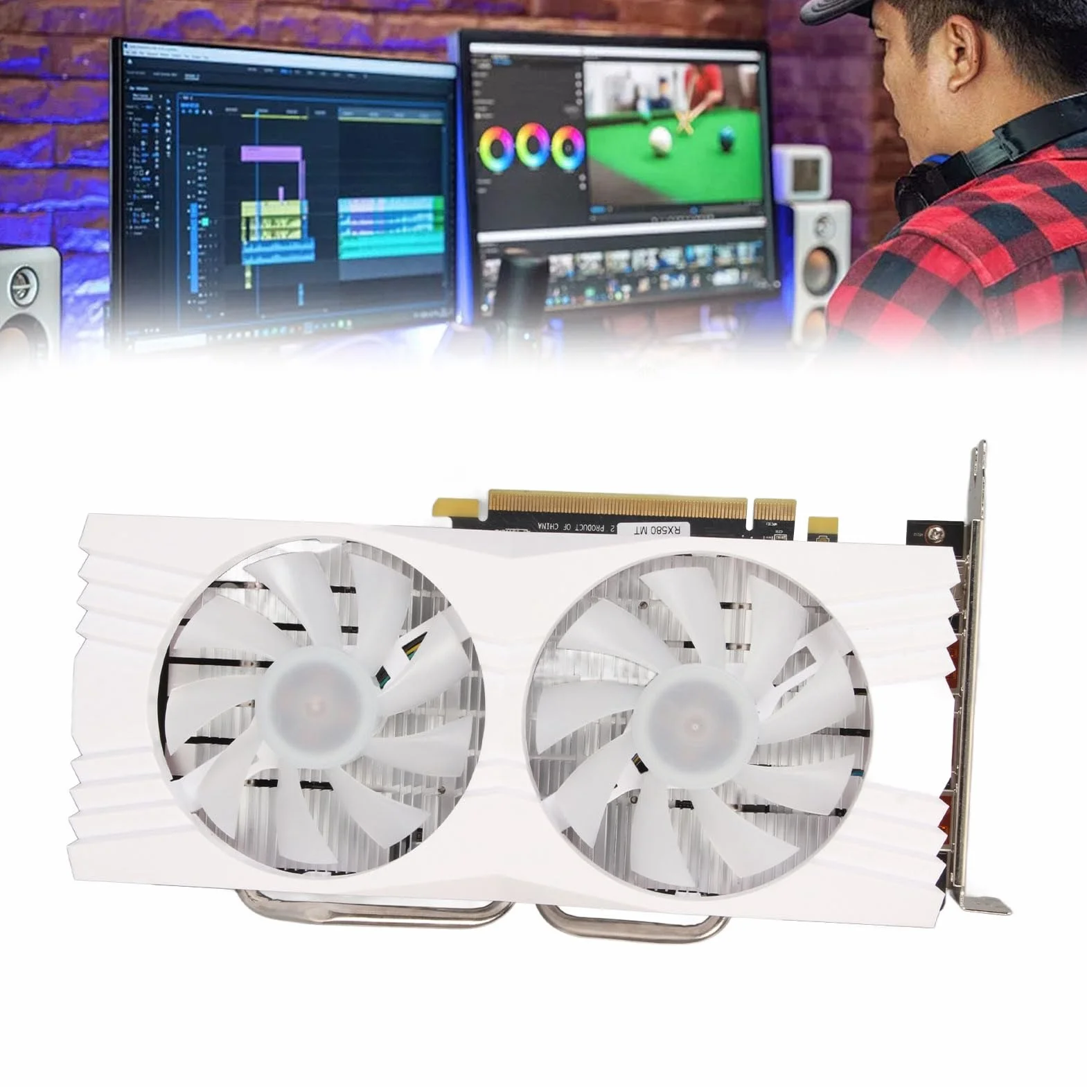 Dual Radeon RX580 8G GDDR6 gamingowa karta graficzna 256 bitów, 1284 MHz, GPU PCI Express 3,0 x 16, do gier komputerowych z 3 x DP,​ 1 x interfejs multimedialny HD