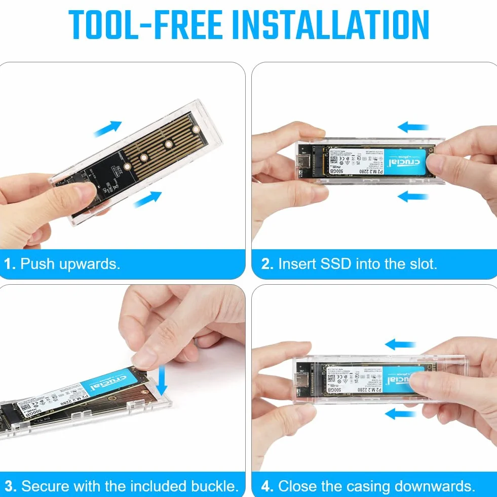 AXFEE Obudowa SSD M.2 nvme adapter m2 zewnętrzny dysk twardy, obudowa adaptera SSD m2 USB 3.1 USB-C dysk twardy do M.2 PCIe NVME M-Key 2230/2242/2260/2280