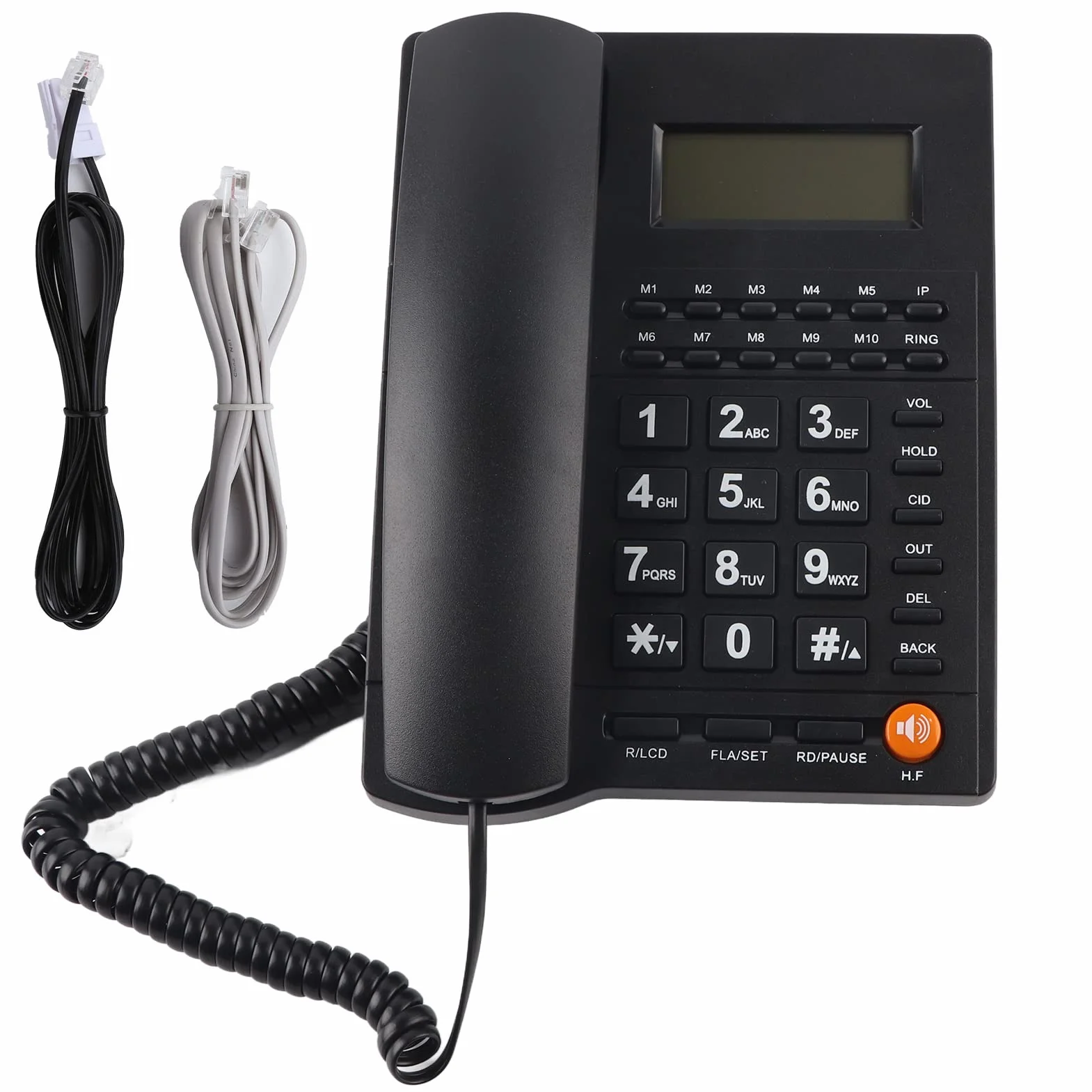 Telefon stacjonarny przewodowy, stacjonarny telefon przewodowy z dużymi przyciskami Podświetlenie Wyświetlanie identyfikatora dzwoniącego Redukcja szumów Jakość połączeń HD dla osób starszych Biuro