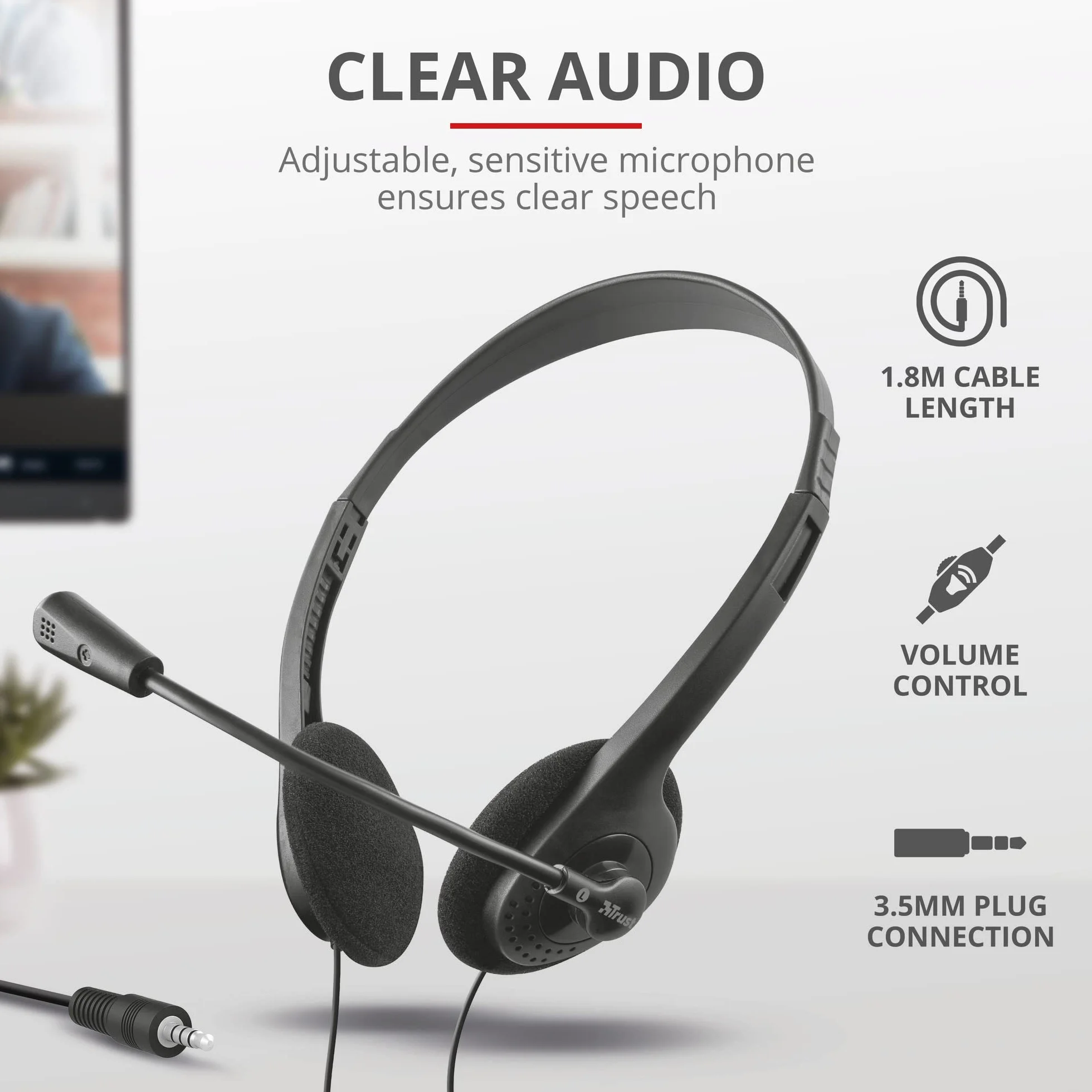 Trust Primo Headset do PC i laptopa czarny