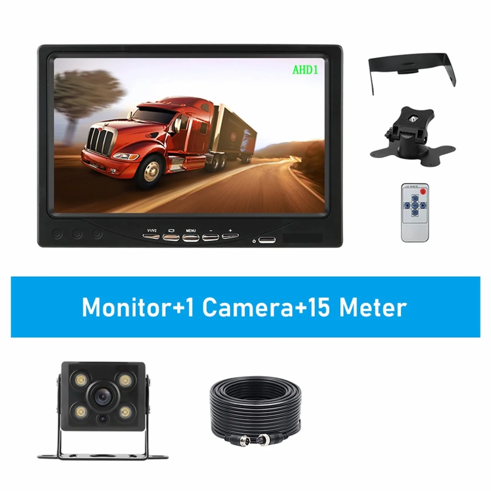 Monitor samochodowy Widok z tyłu Kopia zapasowa kamery Aviation Head Lights Night Vision Wodoodporna kamera 4PIN Ciężarówka do Koparka samochodowa, Seria Pro(With 1 Cam 15M)