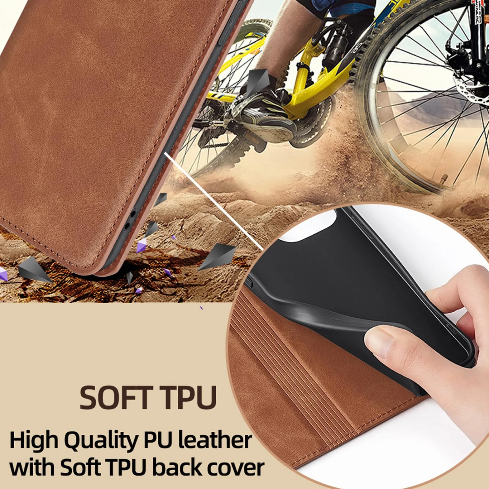 Etui portfelowe do Huawei Pura 90 Pro Max/90 Pro, matowe etui z klapką, skórzane etui z przegródkami na karty, zapięcie magnetyczne i elastyczne etui ochronne TPU, brązowe, 90 Pro