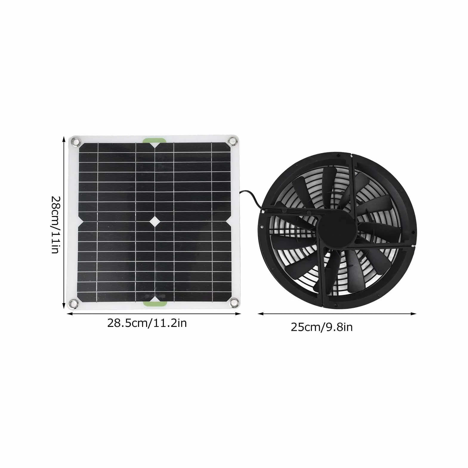 Ejoyous Wentylator Panelowy, 100 W, Wodoszczelny, Zasilany Energią Słoneczną, Okrągły Panel Słoneczny, Wentylator Wyciągowy do Szklarni, Domków dla Zwierząt, Szopy, Kurników