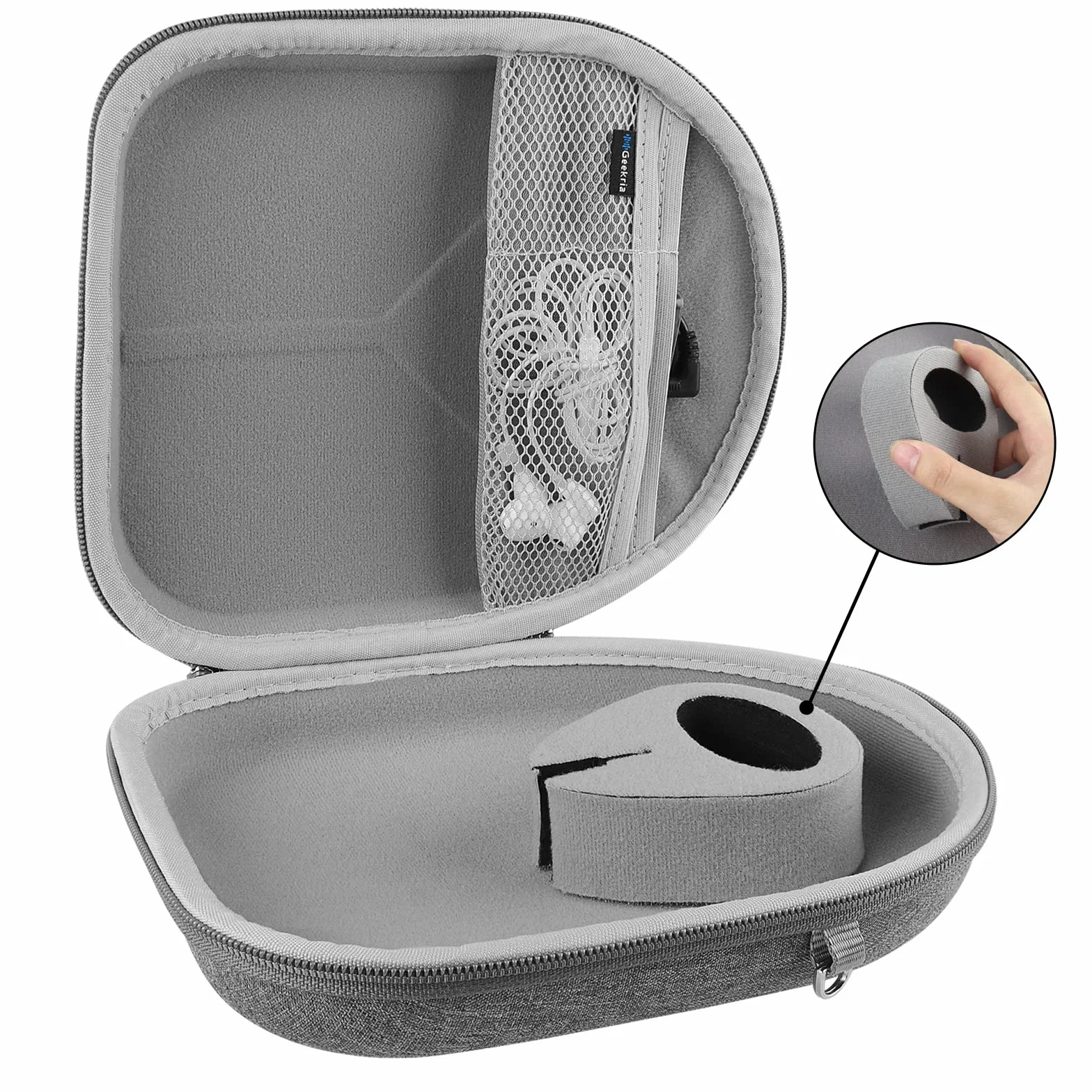 Geekria Shield Etui na słuchawki kompatybilne z Sony WH-CH720N, WH-1000XM5, WH-1000XM4, WH-XB910N – Twardy futerał podróżny z miejscem na kable (Szary)