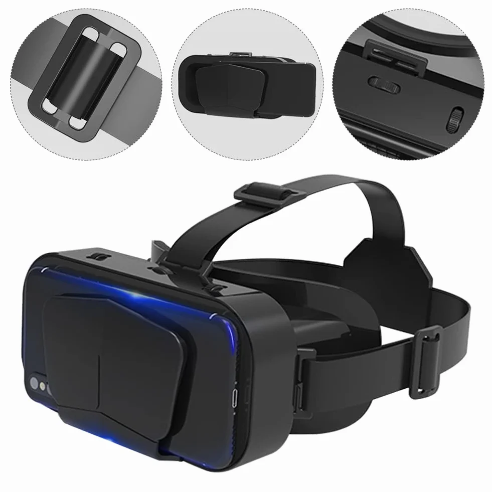 Xiaokeis Zestaw słuchawkowy VR do wirtualnej rzeczywistości, okulary 3D, zestaw słuchawkowy VR, obsługa wersji 10-18 cm, okulary stereo, okulary 3D, okulary VR do telewizora, filmów, gier wideo