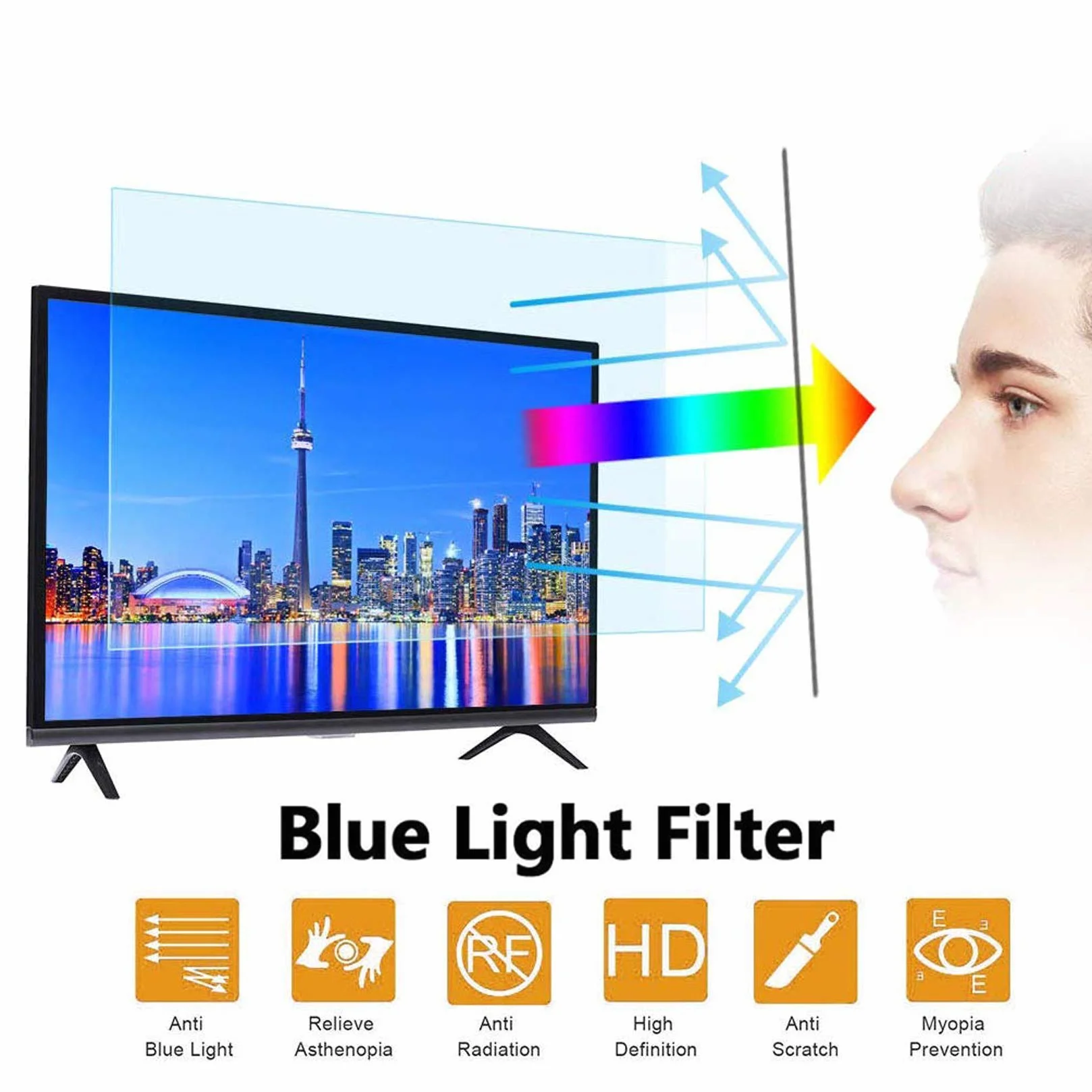 WLWLEO Folia ochronna na ekran TV matowa 46-50 cali wyświetlacze filtr przeciwodblaskowy ultraprzezroczysta folia ochronna pasuje do SHARP/SONY/SAMSUNG G/Hisense/LG itp., 48" 1056 × 596 mm