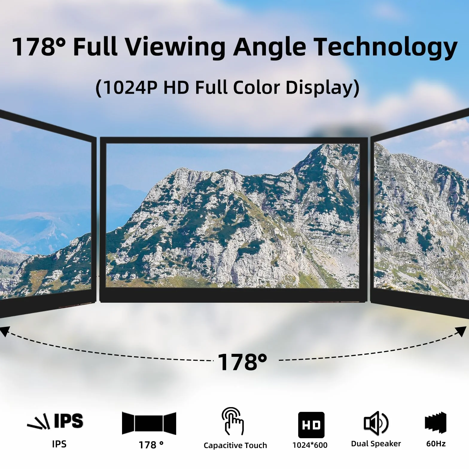 Ekran Raspberry Pi, 10,1 Cali Monitor Dotykowy, IPS 1024×600, Podwójne Wbudowane Głośniki, Przenośny Monitor HDMI Kompatybilny z Raspberry Pi 5/4/3/Zero, Bez Sterowników