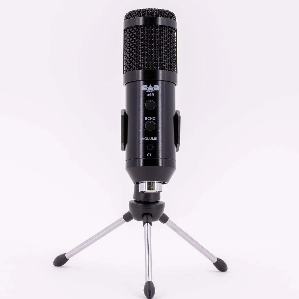 CAD AUDIO, U49 Mikrofon pojemnościowy USB z dużą membraną (charakterystyka: kardioidalny, 20 Hz - 20 kHz, zintegrowany konwerter A/D, do MAC lub PC, w tym: kabel USB, szyba przednia, zacisk i stojak