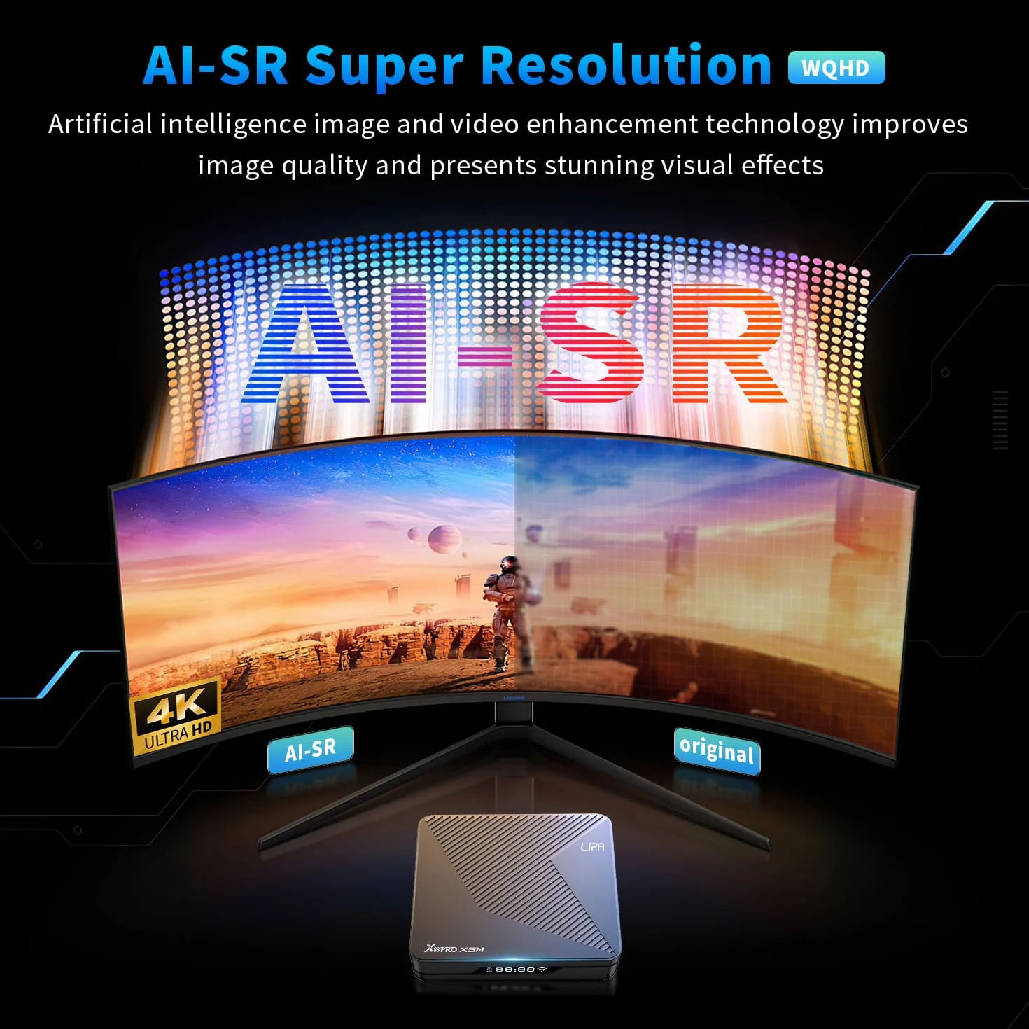 Lipa X88 Pro S905X5M Android TV Box 4-64 GB Android 14 - odtwarzacz multimedialny do TV - Media Streamer - TV Box Android - 1000 m LAN i WiFi - dekoder 8K - aplikacje za pośrednictwem Playstore i