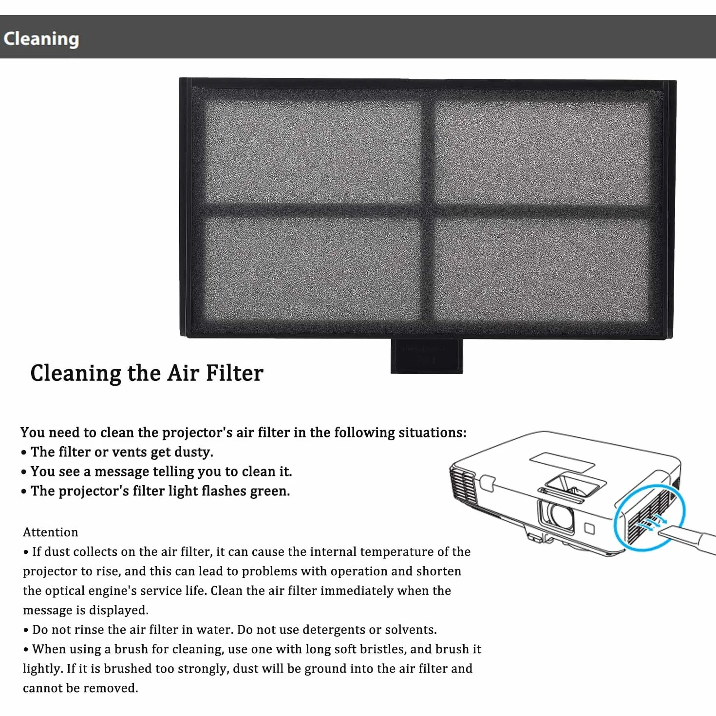 Filtr powietrza do Epson ELPAF54 ELPAF55 EH-TW5400 EH-TW5600 EH-TW5650 EB-2042 EB-2142W EB-2247U EB-990U EB-980W EB-970 EB-972 EB-982W EH-TW5700 EH-TW5820 EB-992F EB-FH52 Reflektor