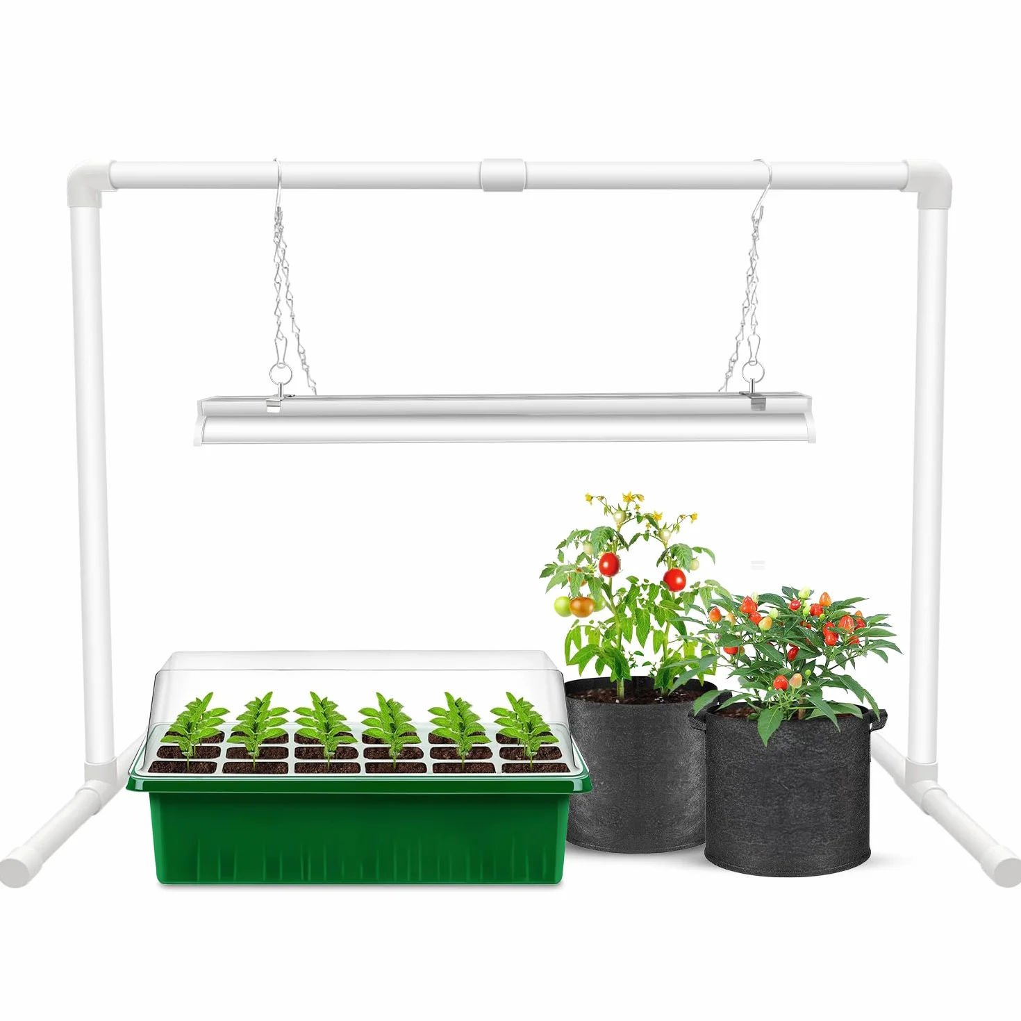 Wolezek Lampa LED pełne spektrum, 144 LED 60 cm T5 Grow Light ze stojakiem, biała lampa do uprawy roślin, rozrusznik nasion do roślin pokojowych, regulacja wysokości