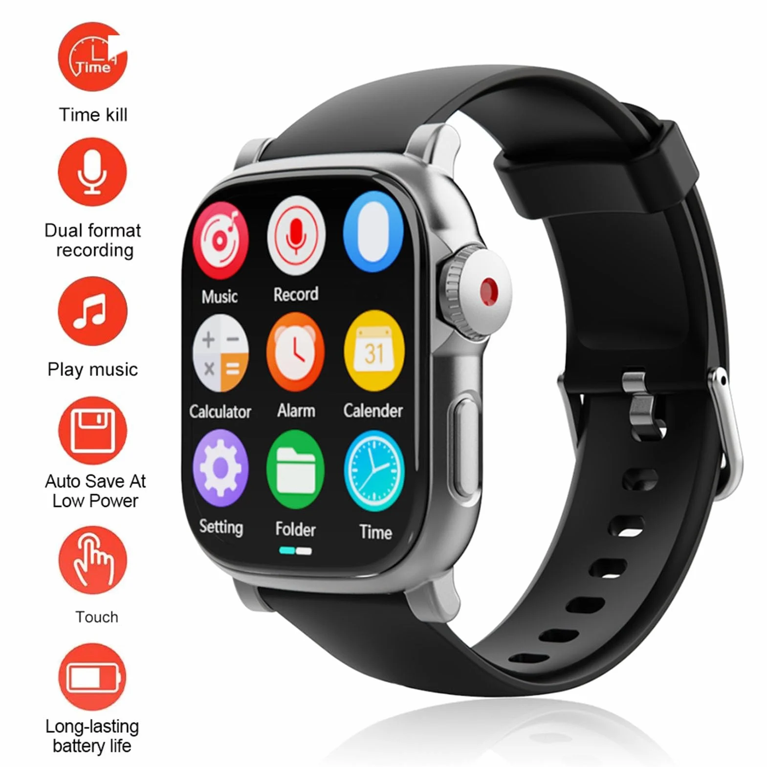 Sxhlseller Przenośny Odtwarzacz MP3 z Bluetooth 5.4, Odtwarzacz Muzyki z 2,01-calowym Ekranem Dotykowym do Biegania Sportowego, Dyktafon, Monitor Fitness (128GB)