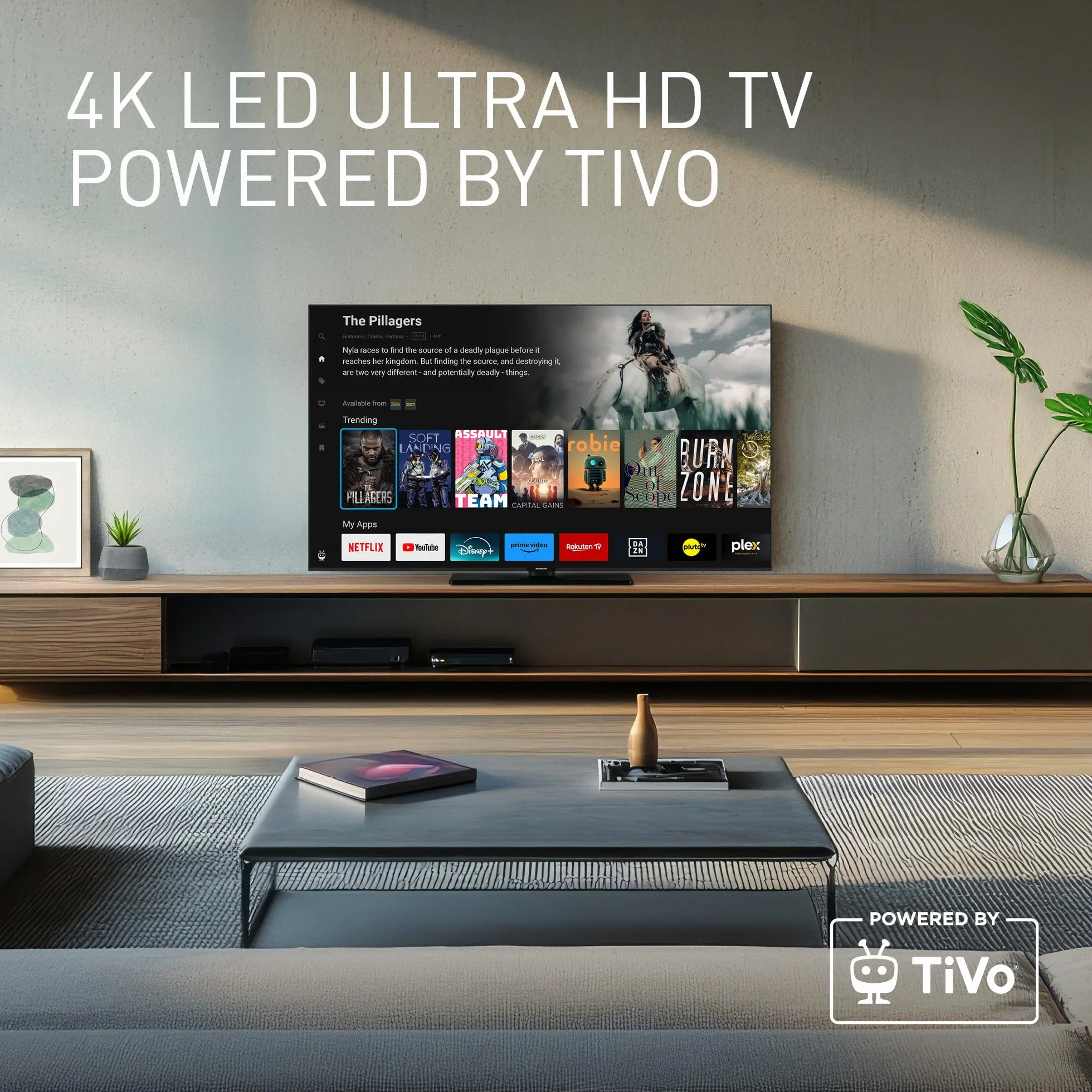 Panasonic TB-50W61AEZC, seria W61 50 cali, 4K Ultra HD Smart TV LED, TiVo, Dolby Vision i Atmos, tryb gier Plus, Alexa i Google Voice Control, Czarny