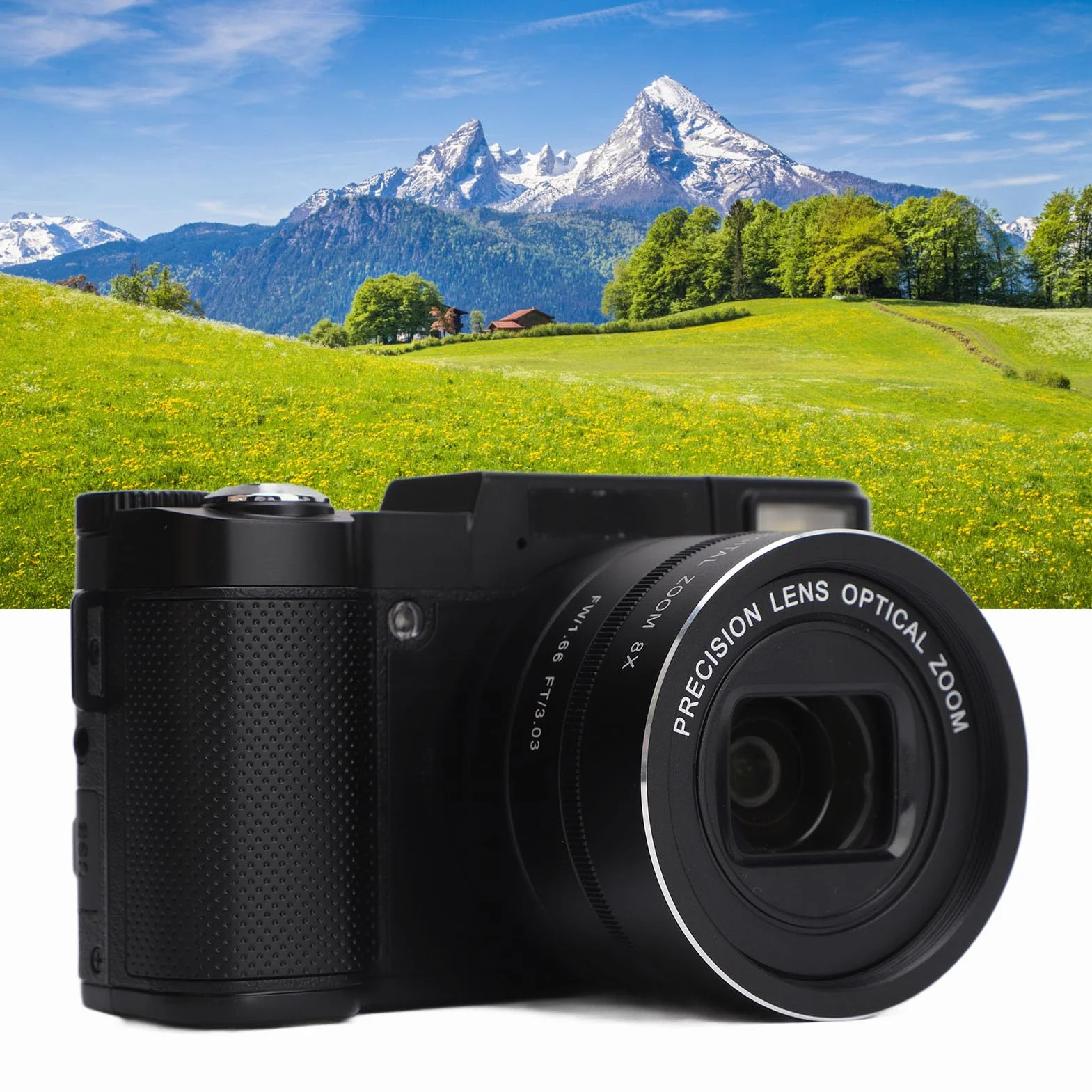 Aparat Cyfrowy, Aparat do Vlogowania HD 4K 48 MP, 3-calowym Odchylanym Ekranem, 5-krotny Zoom Optyczny/8-krotny Zoom Cyfrowy, Tryb Makro, Stabilizator Obrazu, Autofokusem