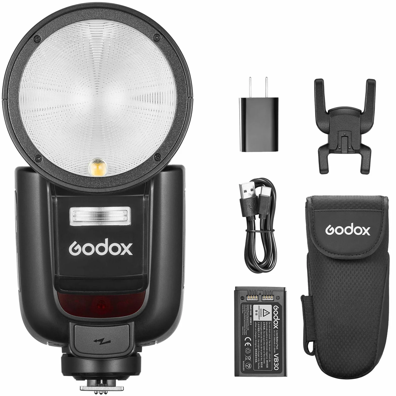 Godox V1Pro-C lampa błyskowa z okrągłą głowicą Speedlite do Canon z odłączaną lampą Sub Flash SU-1, akumulator ładowania USB-C, bezprzewodowa lampa błyskowa HSS TTL do Canon 6D 7D 5D Mark II III M50