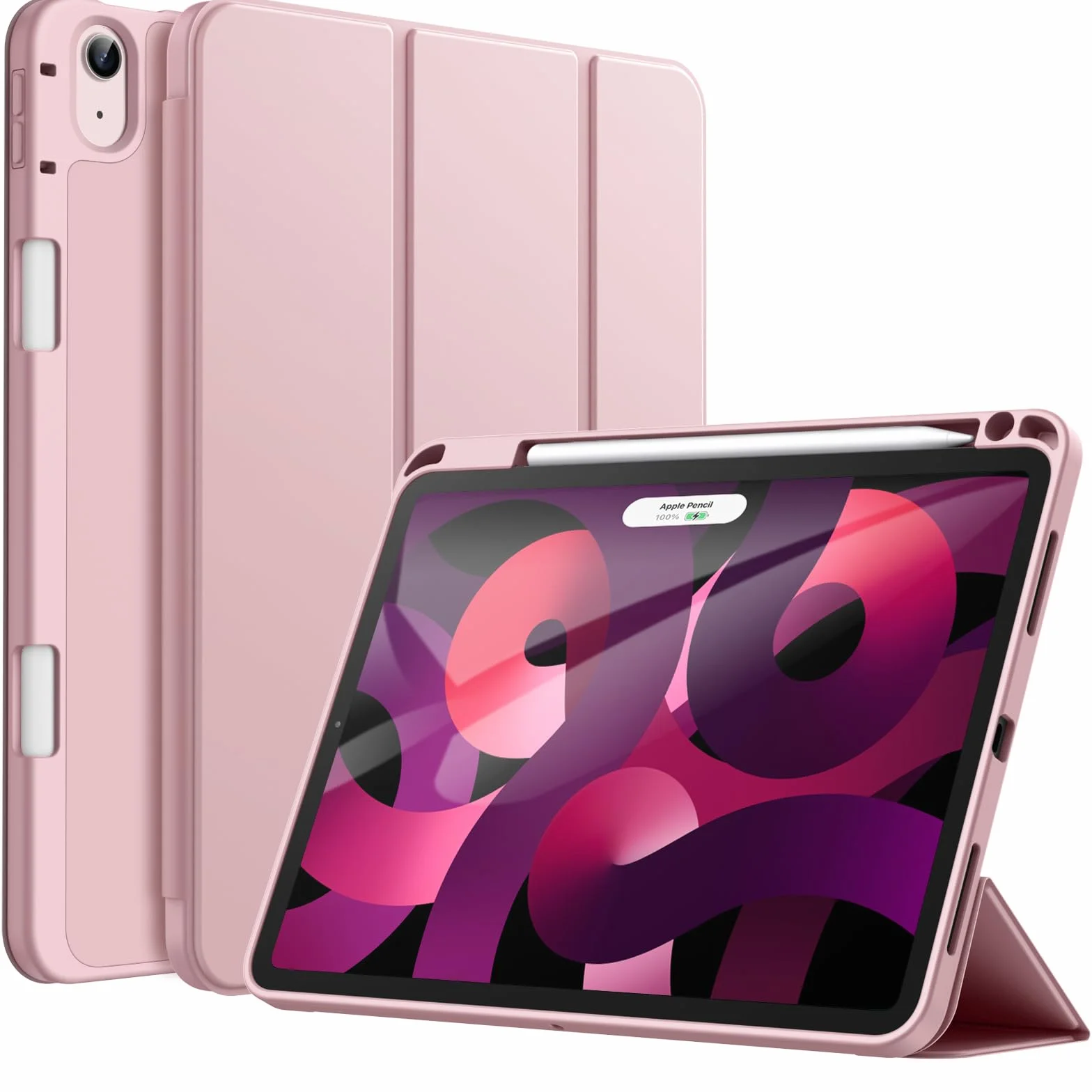 JETech Etui dla iPad Air 11 Cala M4/M3/M2 (2026/2025/2024), iPad Air 5/4 (10,9 Cala, Model 2022/2020, 5/4) z Uchwytem na Długopis, Szczupły Pokrowiec na Tablet z Miękki Tył z TPU (Różowy)