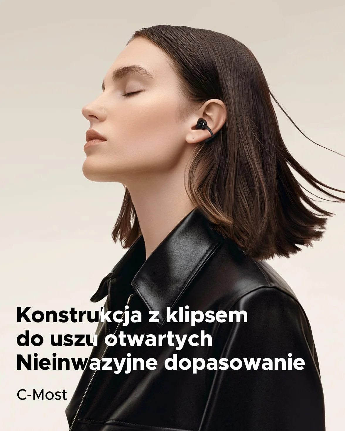 Truefree C10 Bezprzewodowe Słuchawki Douszne z Klipsem, Otwarta Konstrukcja, Bluetooth 5.4, 12mm Przestrzennym Dźwiękiem, 28H Odtwarzania, IPX5, AI-ENC, Podwójne Łączenie, Aplikacja