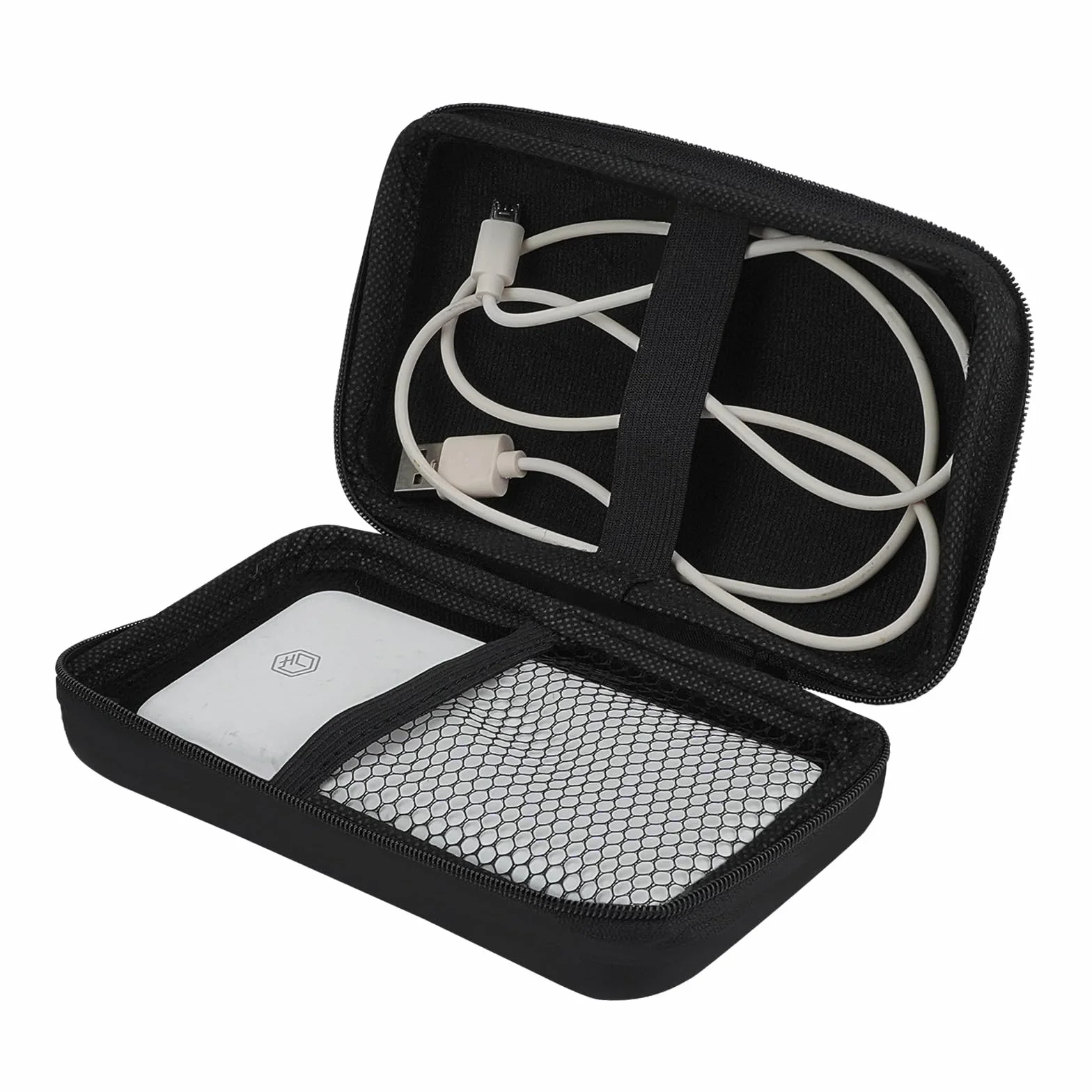 Zoyiancy Pokrowiec na dysk twardy, twarde etui ochronne na dyski do przechowywania, etui Case, etui ochronne EVA na dysk twardy, kabel ładujący, słuchawki i power banki, kable i akcesoria (czarny)